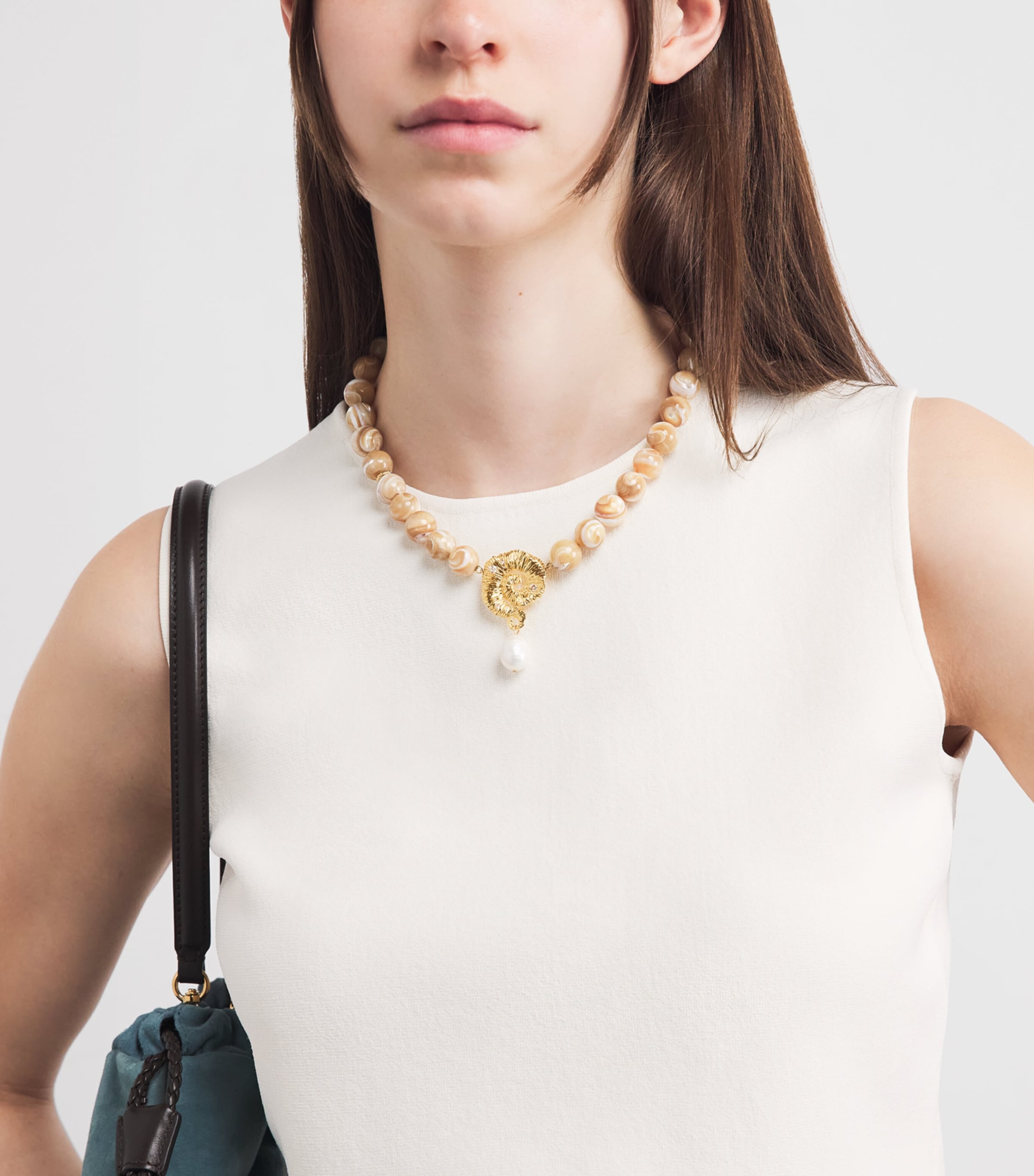 Anni Lu Gold-Plated Jetset Gems Necklace Cream Image 2