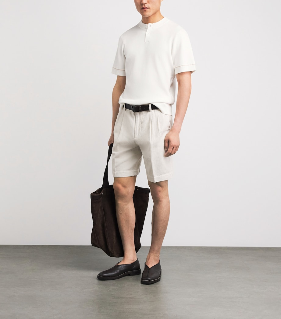 CHÉ Mens Casimir Henley Polo Shirt White Image 2