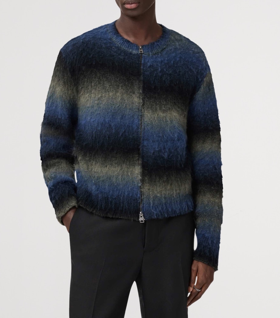 Merino Wool-Blend Halley Cardigan BLUE/GREY/BLACK Image 4