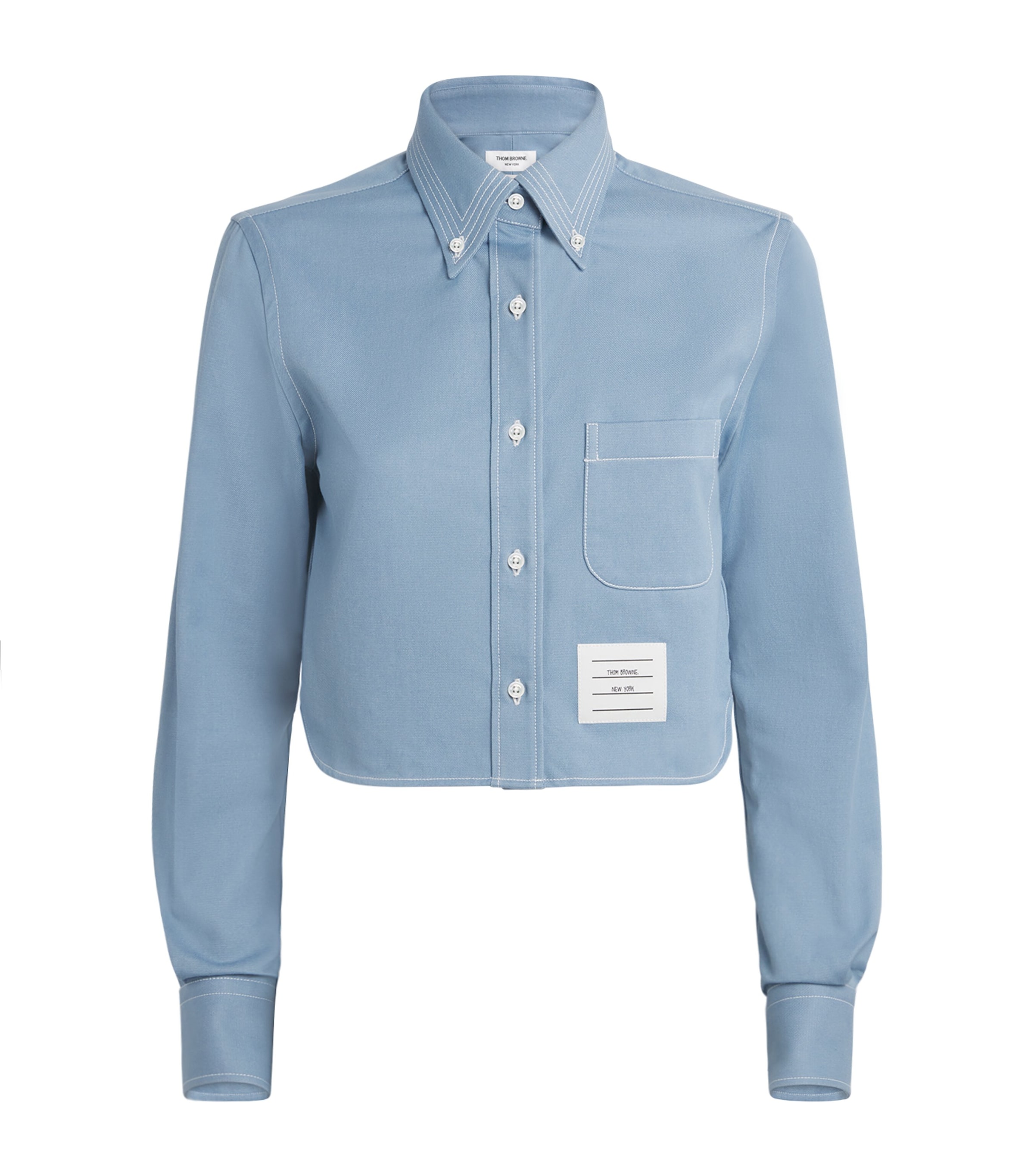 Thom Browne Denim Cropped Shirt In Blue