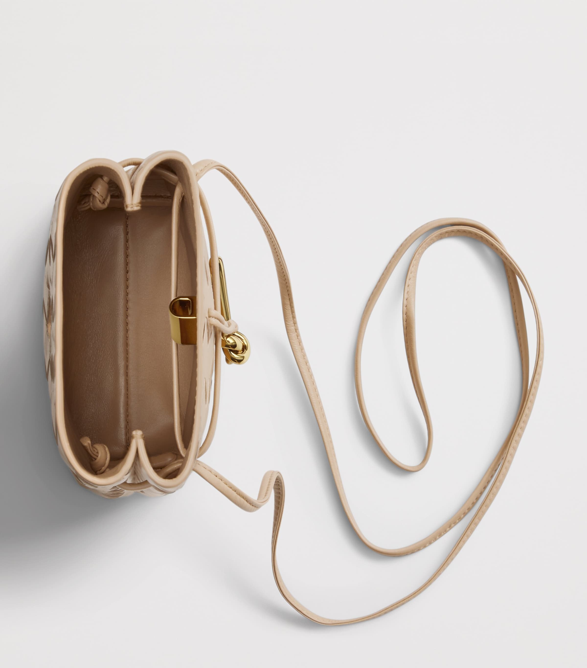 Bottega Veneta Neutral Leather Andiamo Phone Pouch | Harrods CA