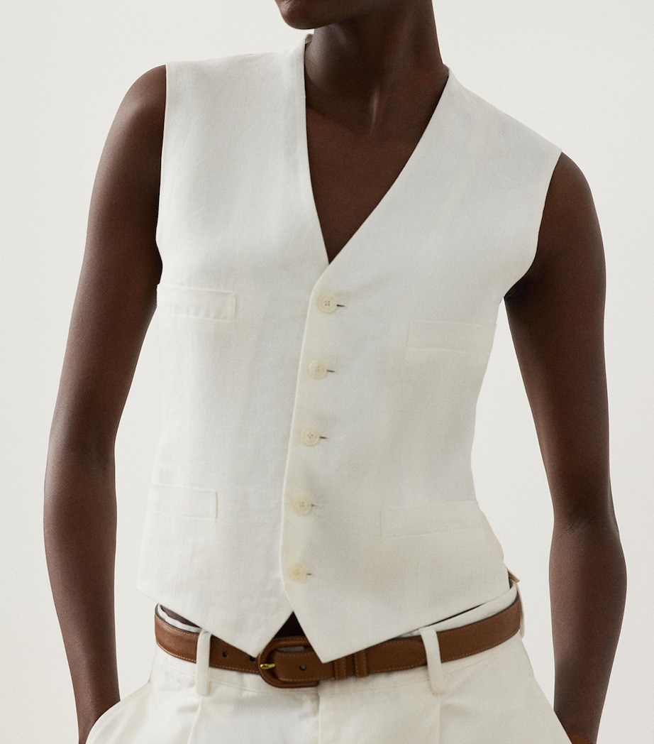 Linen Jaiden Waistcoat CREAM Image 5
