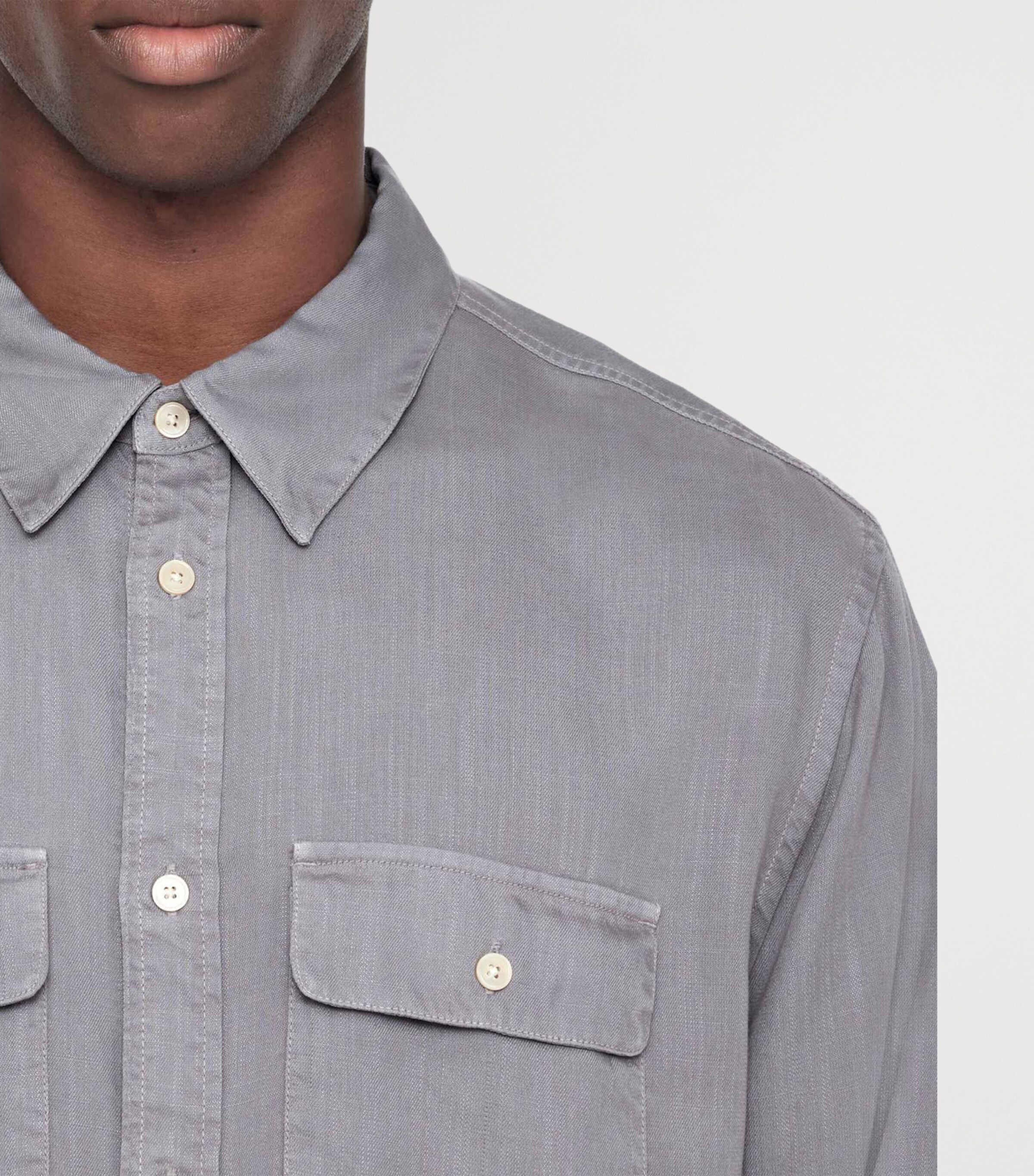 AllSaints Mens Bond Shirt Cloud Grey Image 7