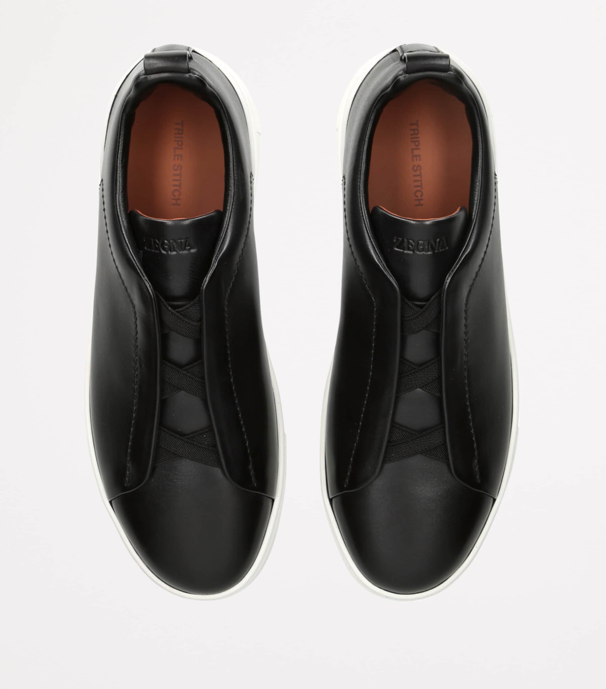 Leather Triple Stitch Sneakers BLK/WHITE Image 4