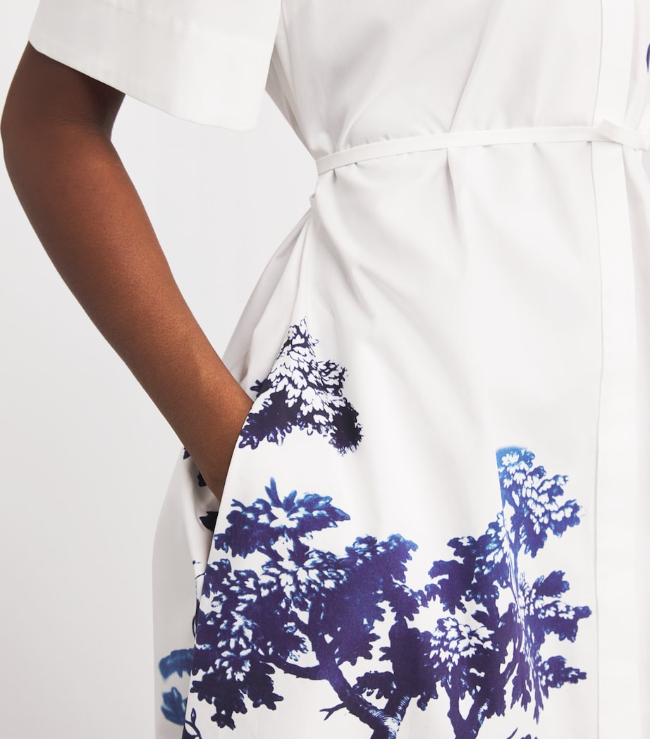 Cotton Floral Midi Shirt Dress CYANOTPE ETCHNG WHIT Image 6