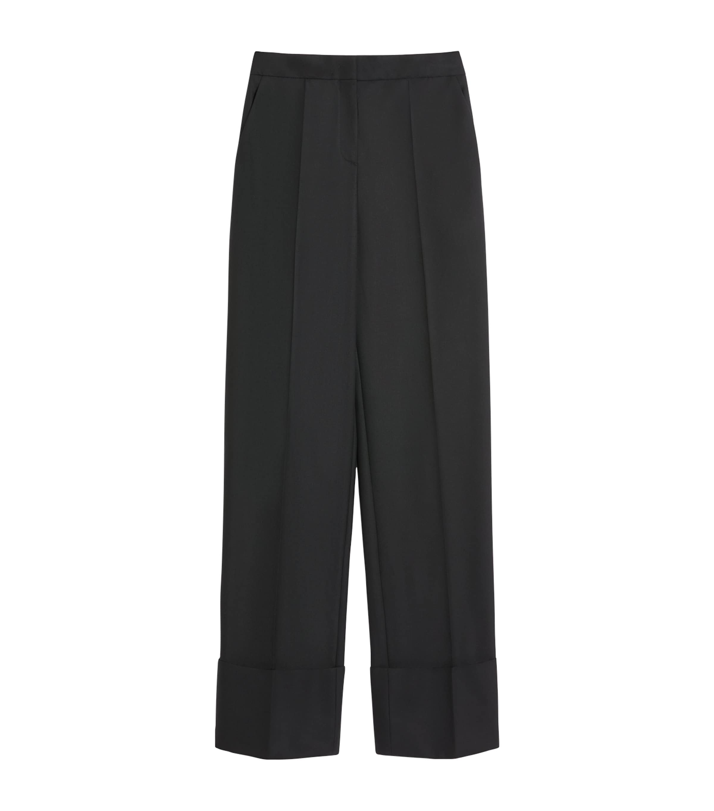 Valentino Wool Trousers With Straight Leg And High Waist In Black