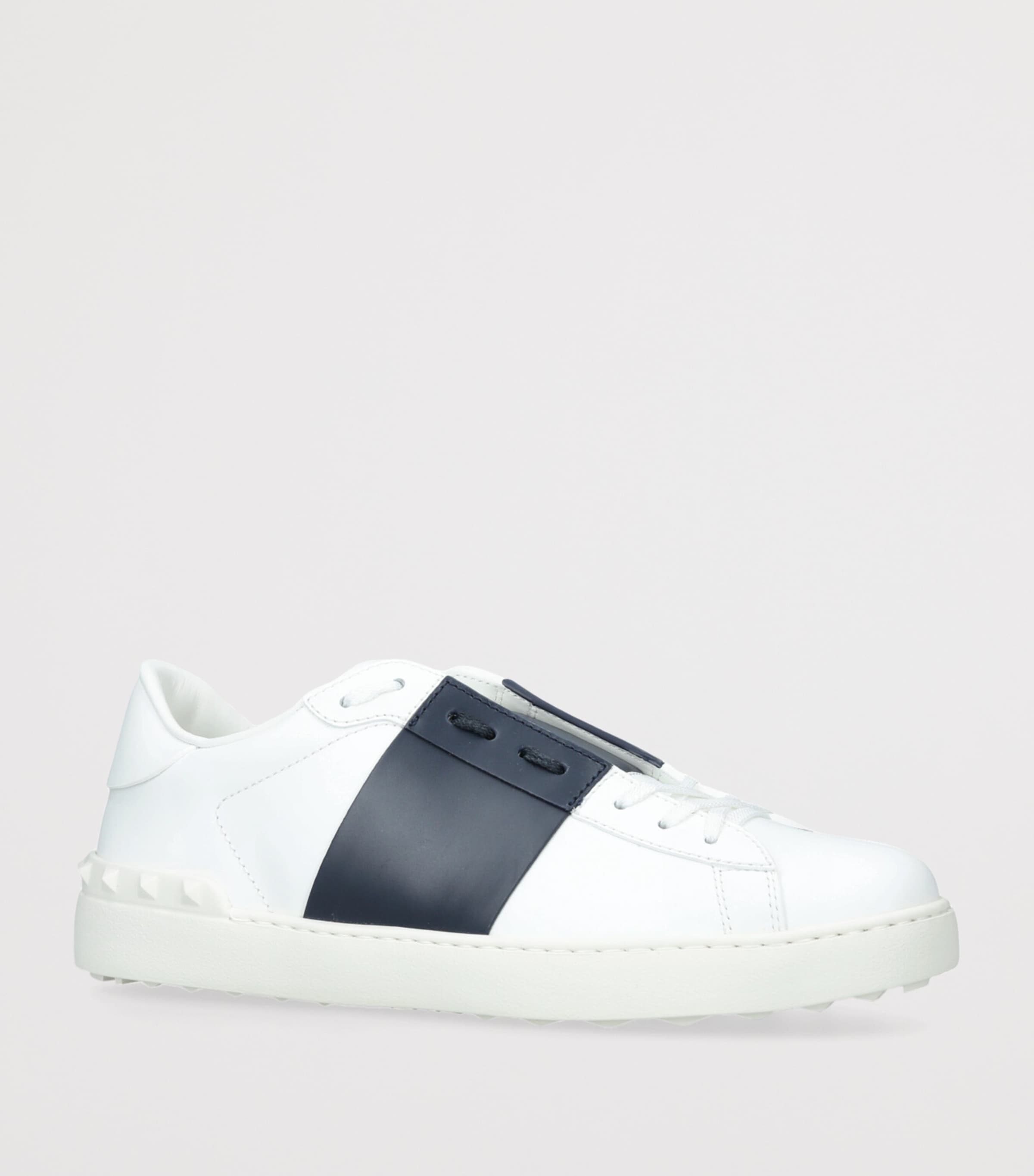 Leather Open Sneakers WHITE/NAVY Image 3