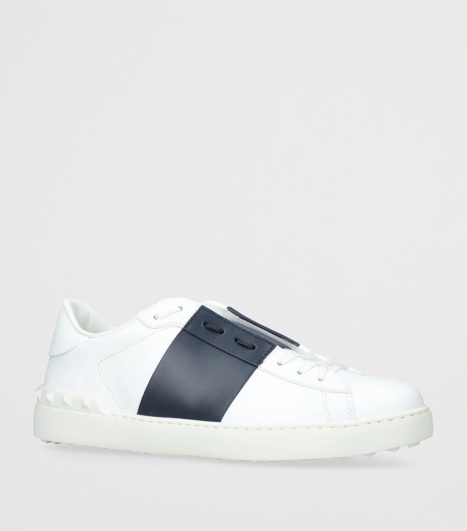 Leather Open Sneakers WHITE/NAVY Image 3