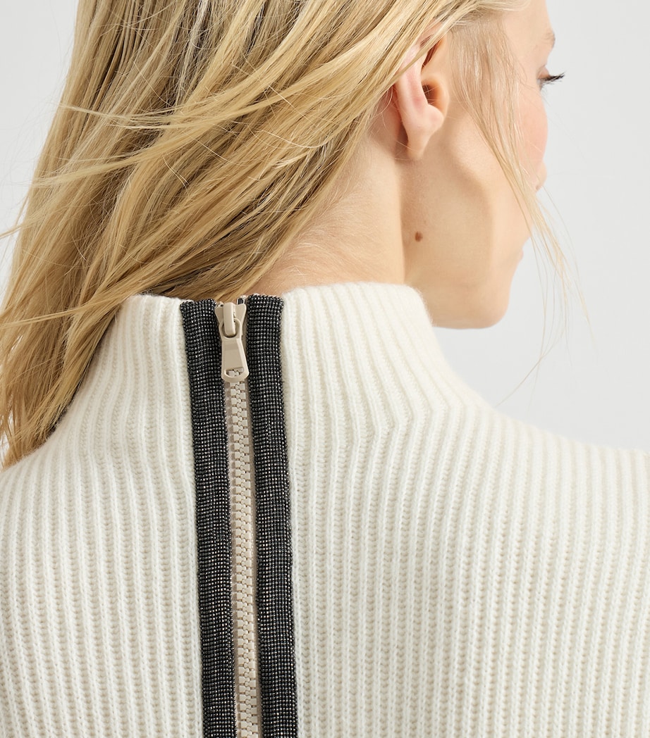 Cashmere Monili Zip-Up Rollneck Sweater Vest CKR53 Image 4