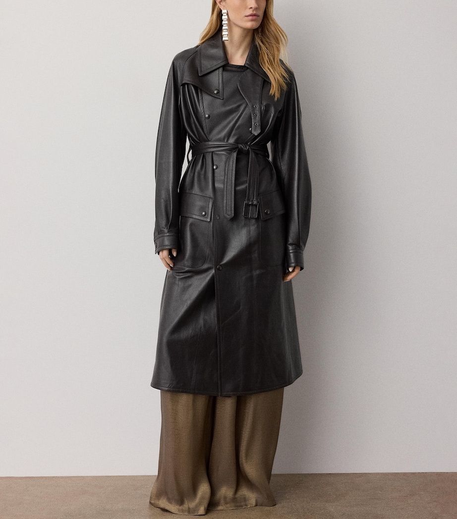 Ralph Lauren Collection Womens Lambskin Bailey Trench Coat Espresso Image 2