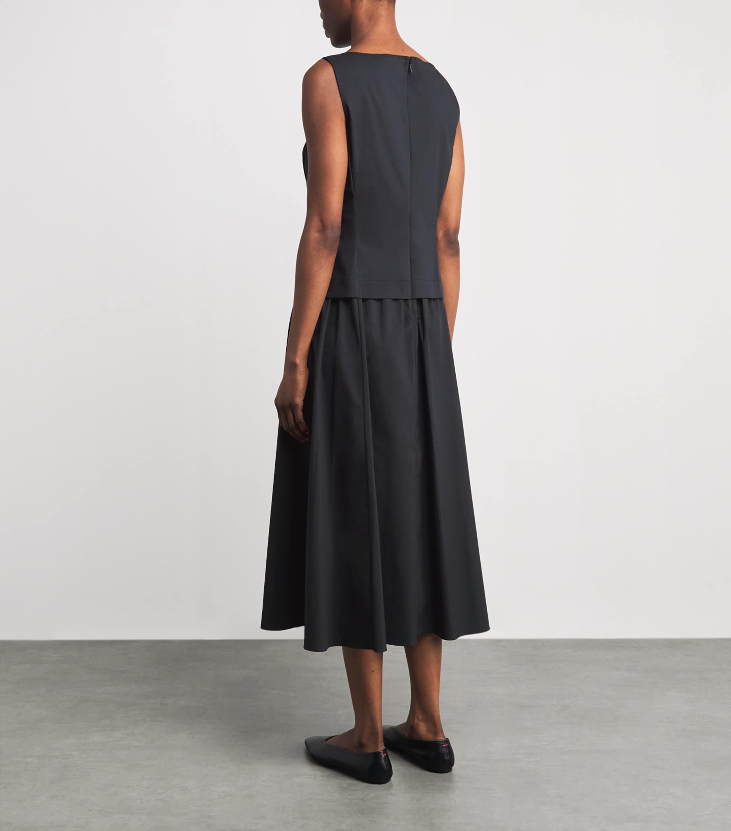 Theory Womens Poplin Boat-Neck Midi Dress Black Image 4