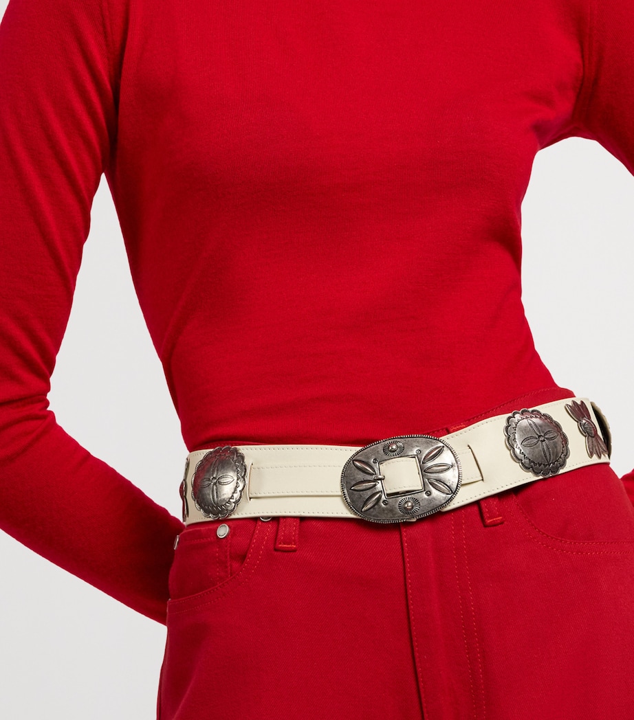 Ralph Lauren Collection Leather Vachetta Concho Belt Lux Cream Image 3