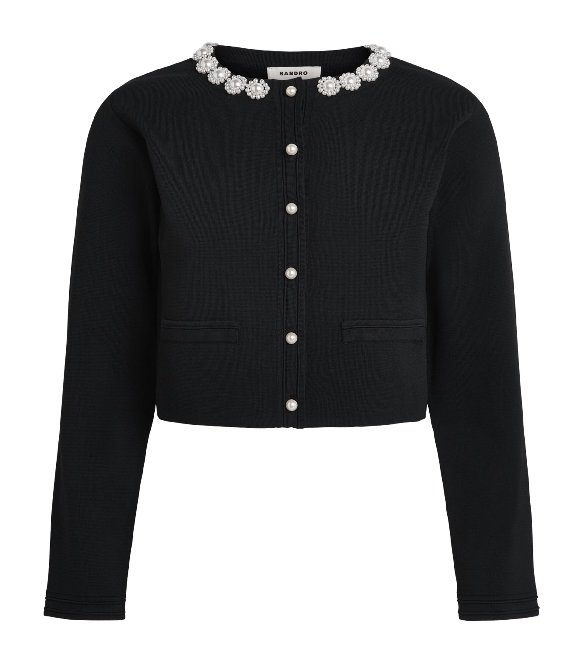 Sandro Paris Womens Embellished Cardigan Black Image 1