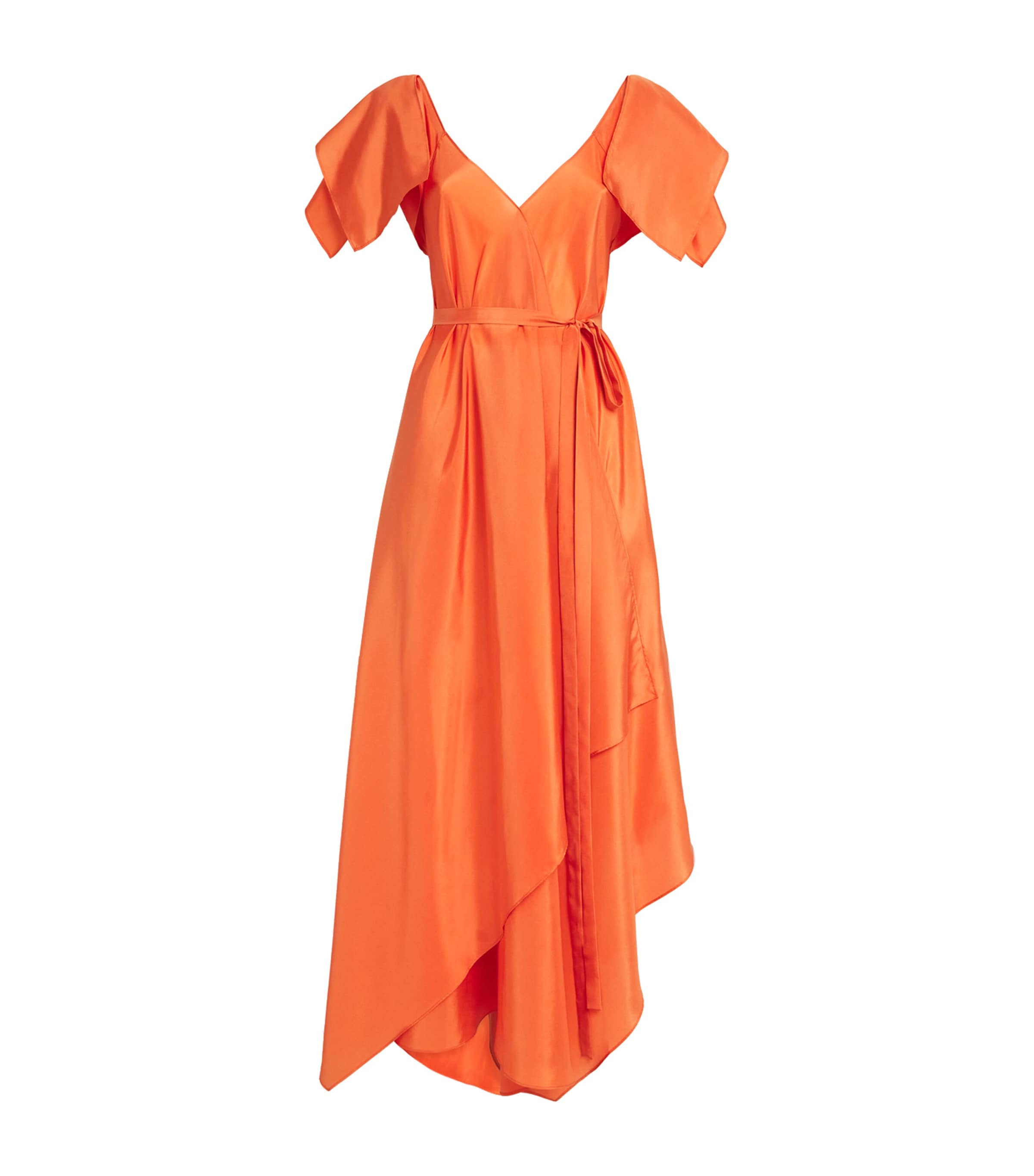 Joseph Plumet Ruffled Silk Maxi Dress In Orange