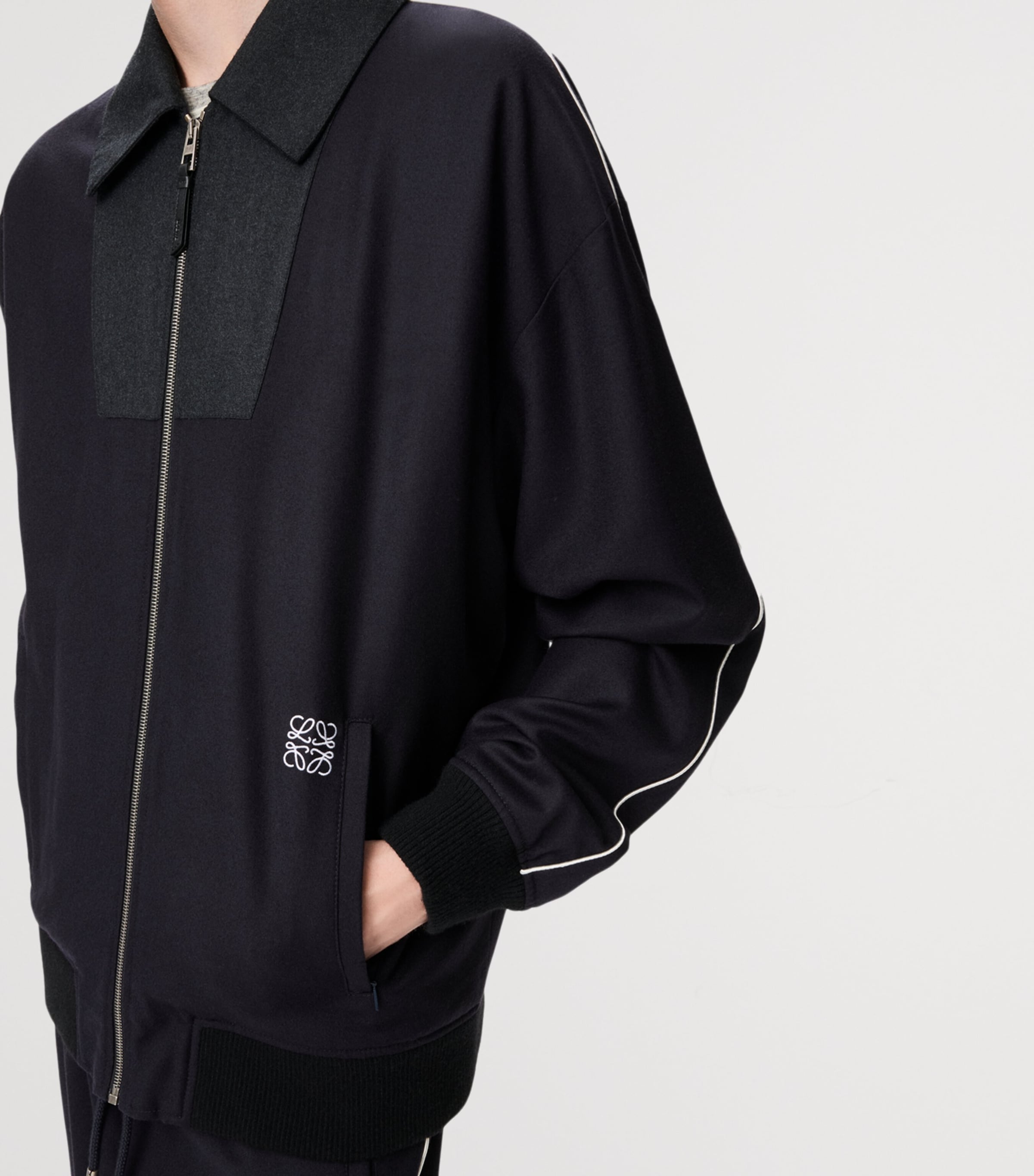 Wool-Blend Track Jacket NAVY/GREY Image 5