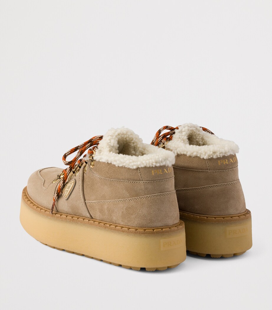 Prada Suede Shearling Chukka Ankle Boots Neutral Image 4