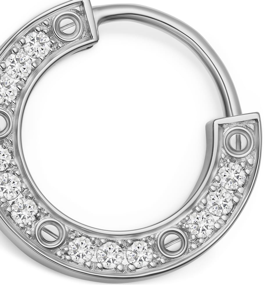 White Gold and Diamond LOVE Single Hoop Earring WHITE GOLD Image 4