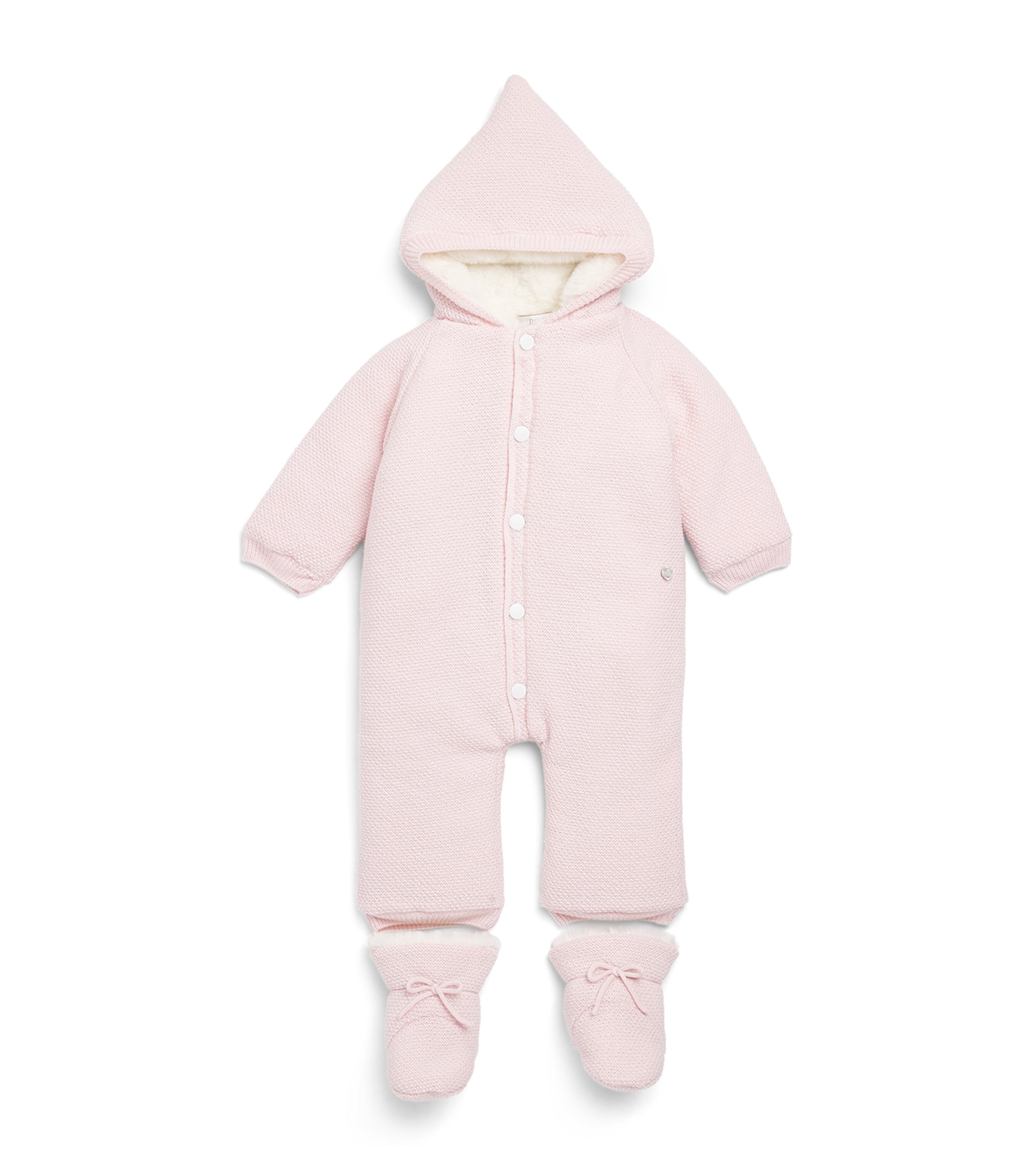 Paz Rodriguez Virgin Wool Snowsuit and Booties Set (1-12 Months) Light Pink Image 1
