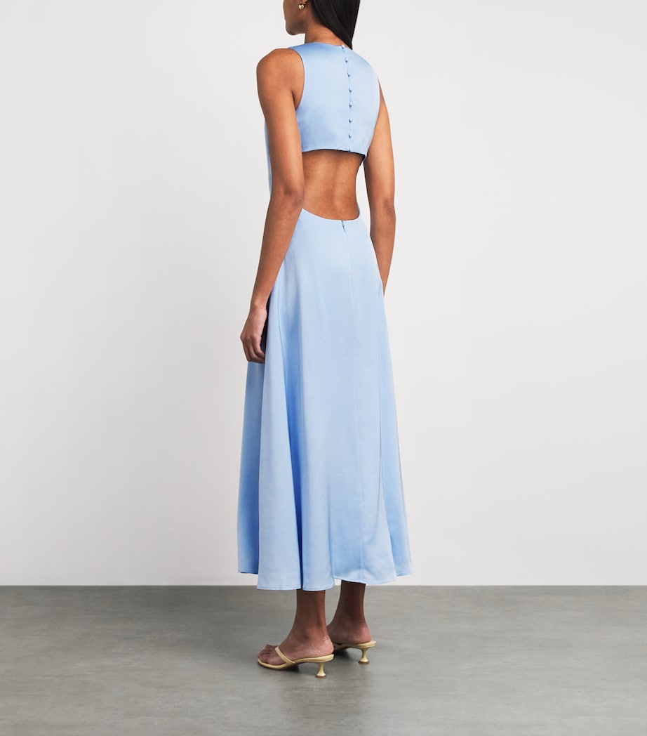 Maje Womens Open-Back Maxi Dress Blue Sky Image 4