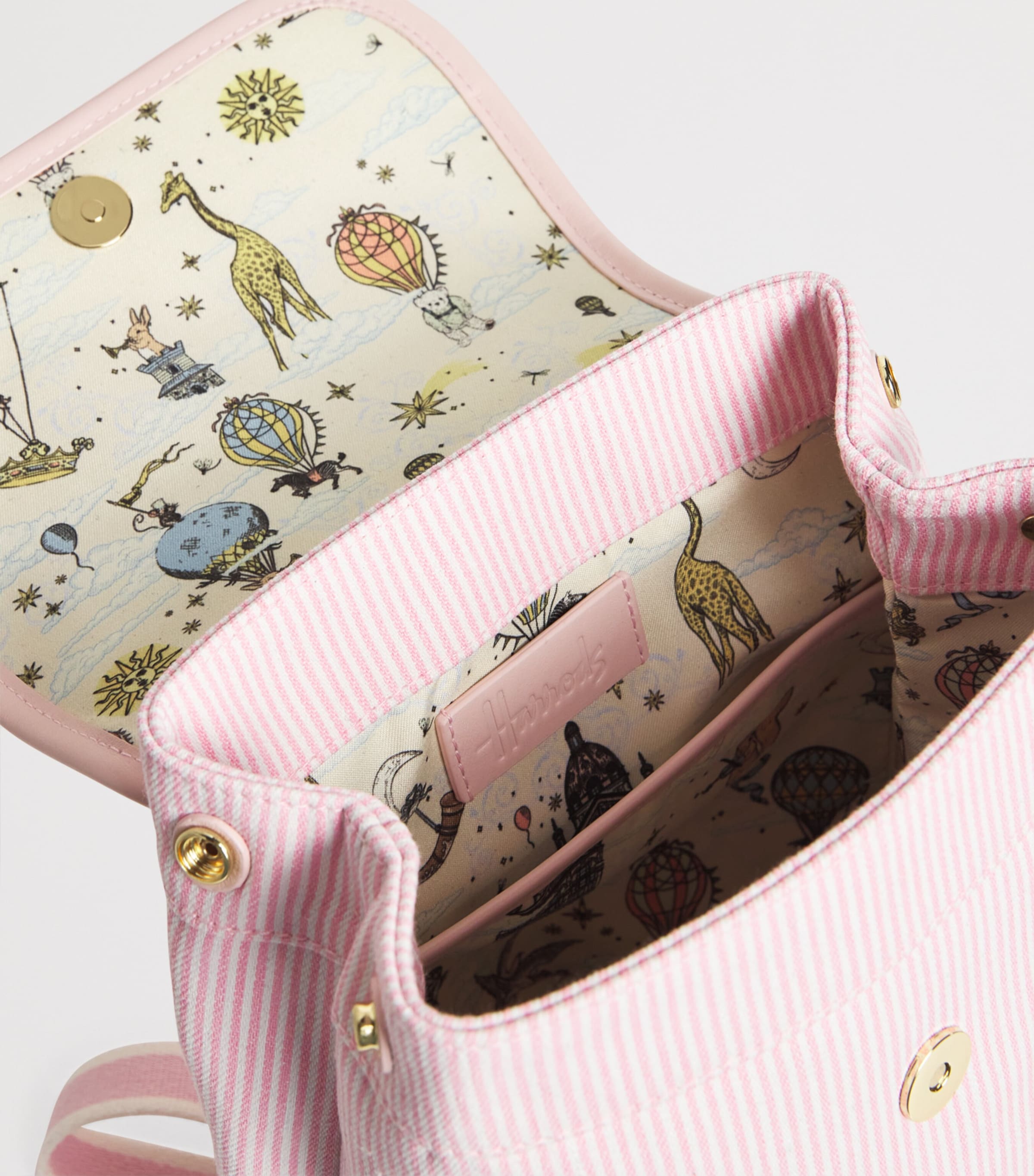 Harrods Embroidered Backpack Pink Image 4