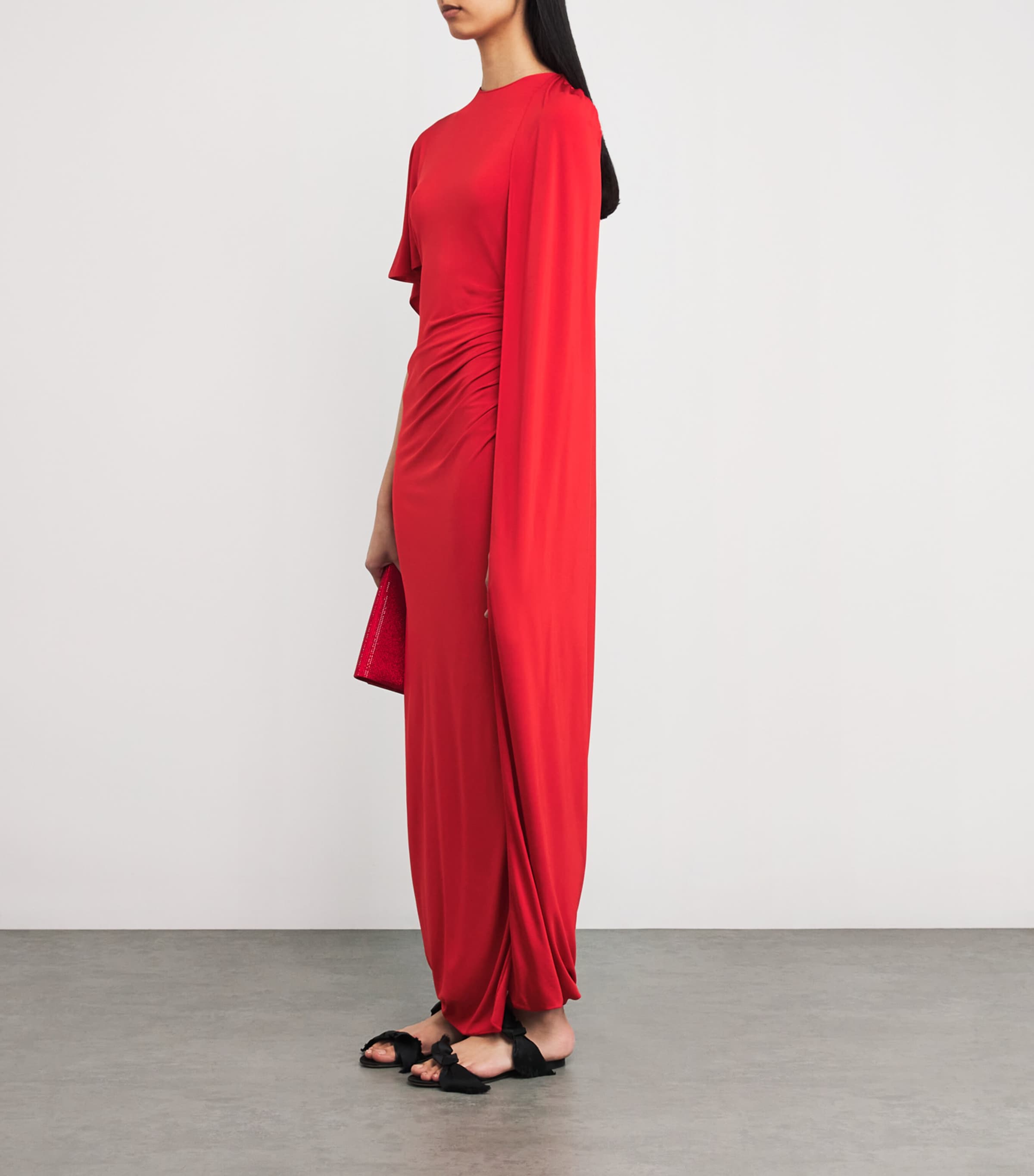 Asymmetric Draped Gown 6309 RED Image 2