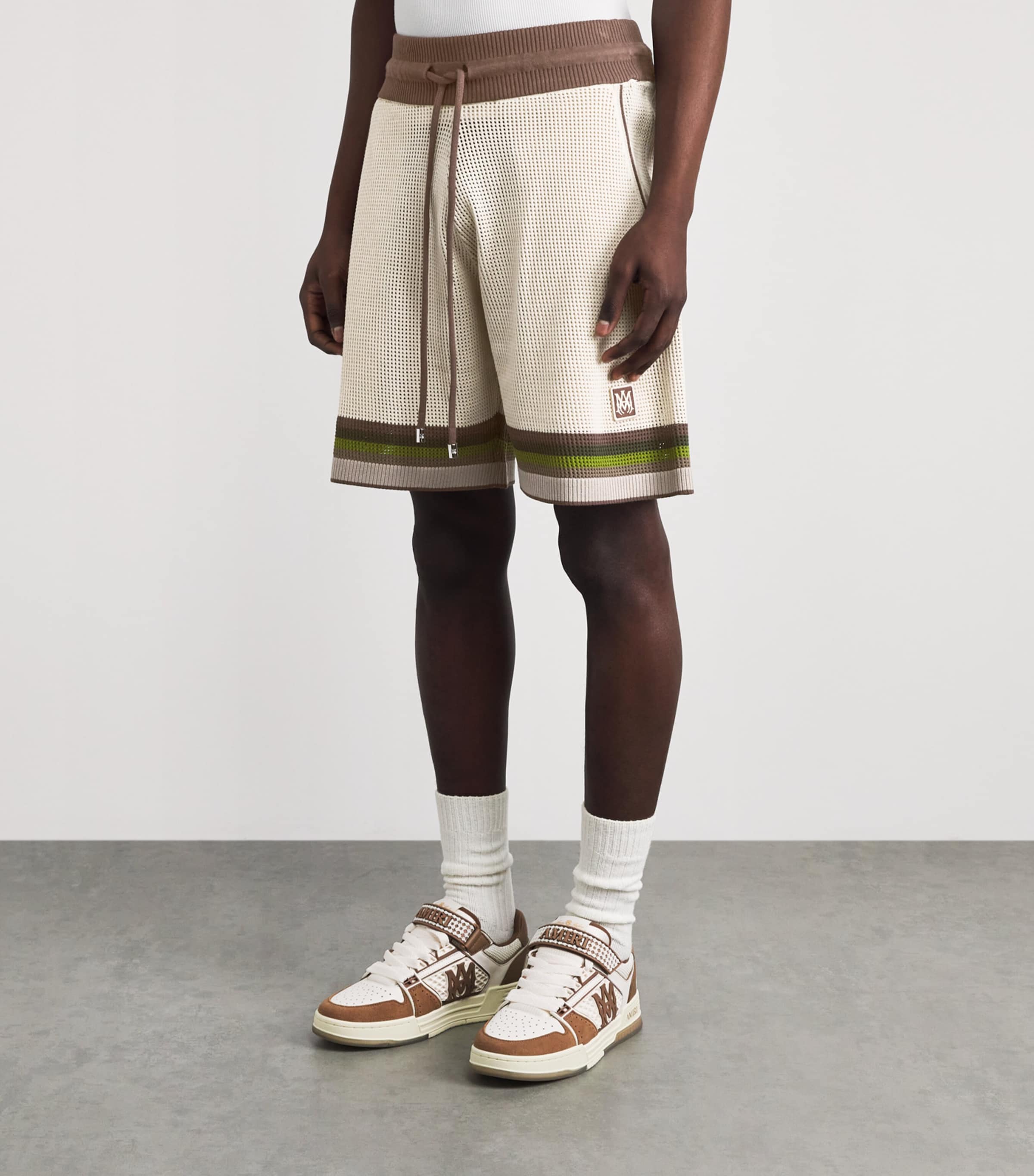 AMIRI Mens Mesh Logo Oversized Shorts Alabaster Image 4