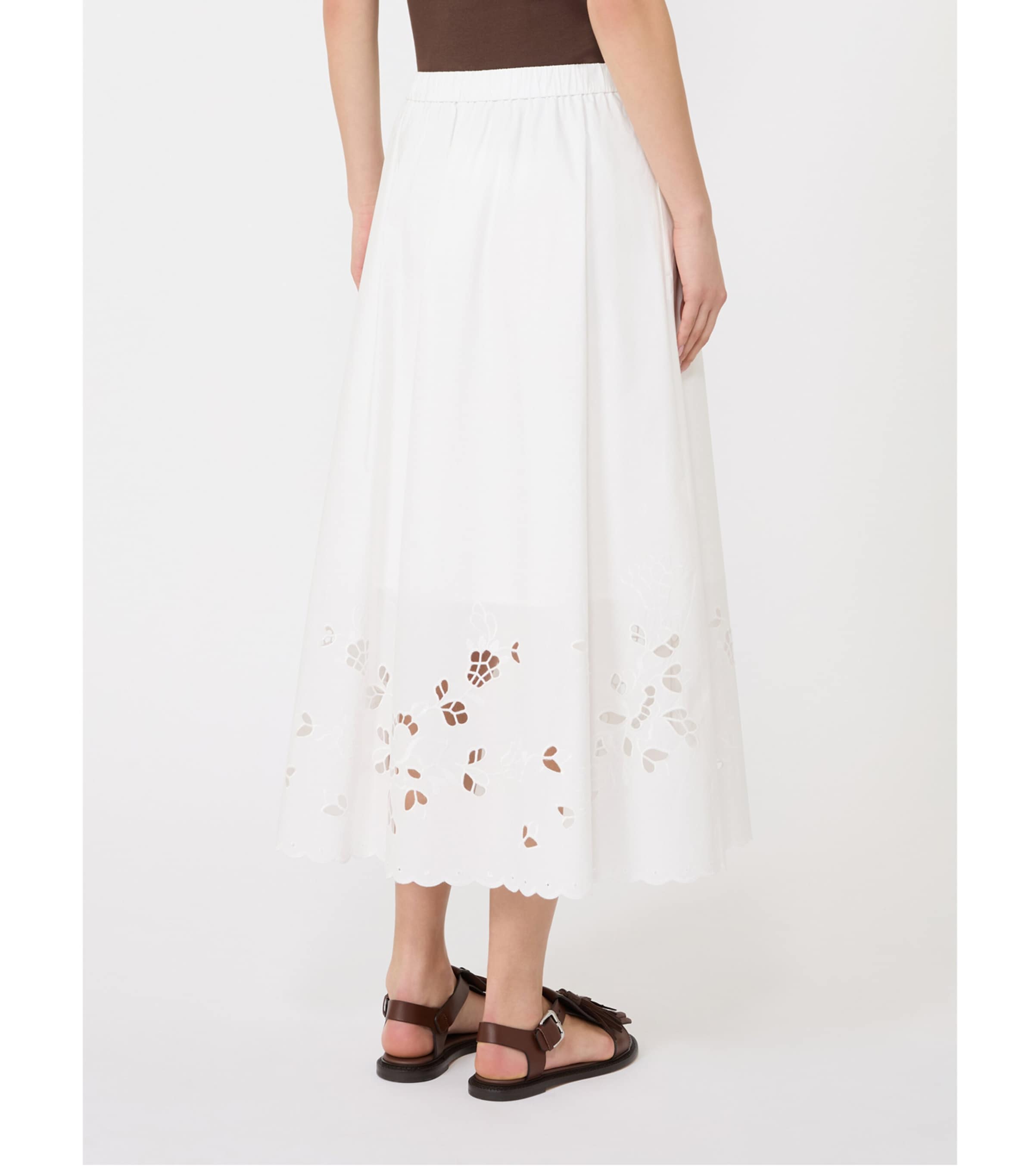 Weekend Max Mara Womens Cotton Cut-Out Midi Skirt White Image 3