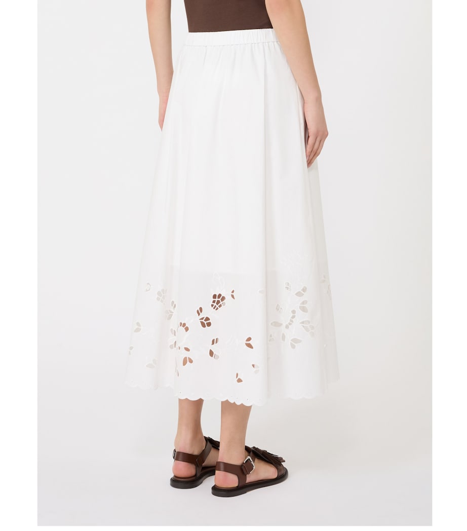 Weekend Max Mara Womens Cotton Cut-Out Midi Skirt White Image 3