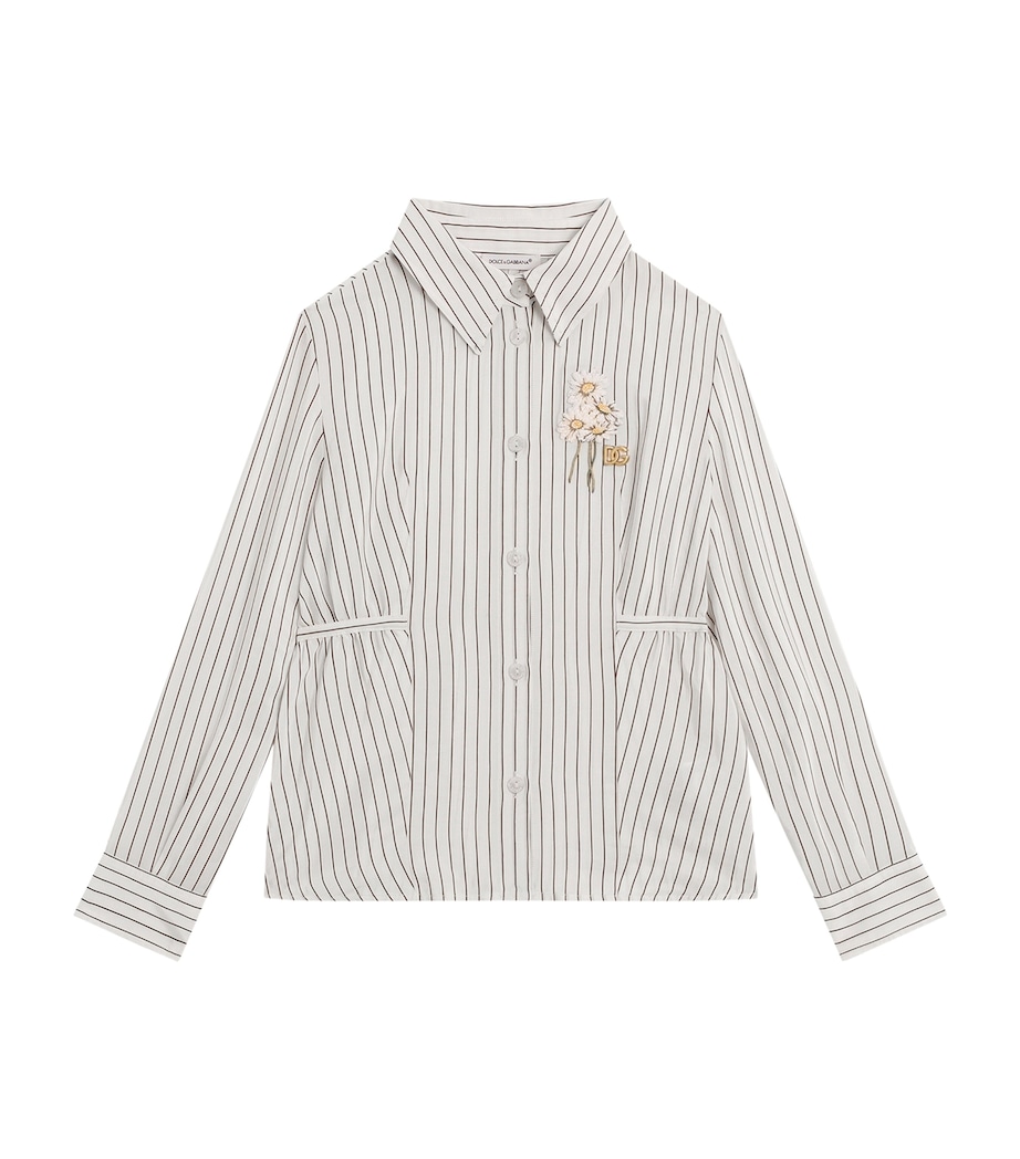 Cotton-Silk Embroidered Pinstripe Shirt (8-12 Years) S8051-STRIPED Image 1