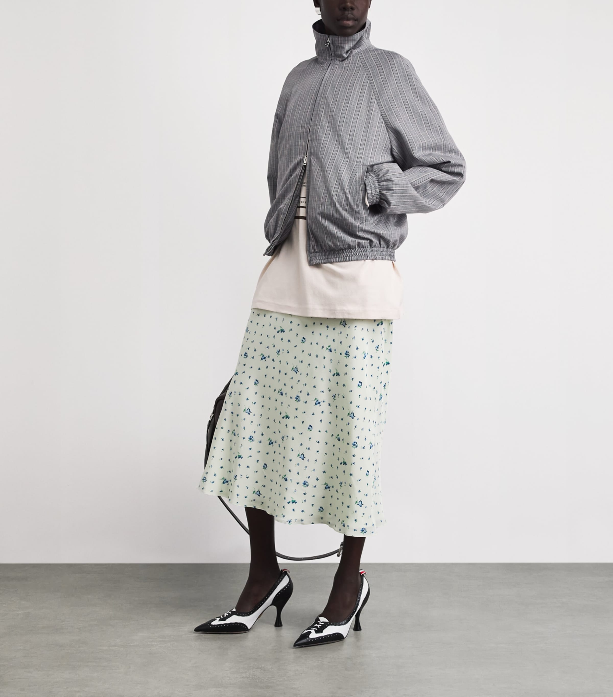 Acne Studios Womens Check Tailored Bomber Jacket Multi Grey Image 2