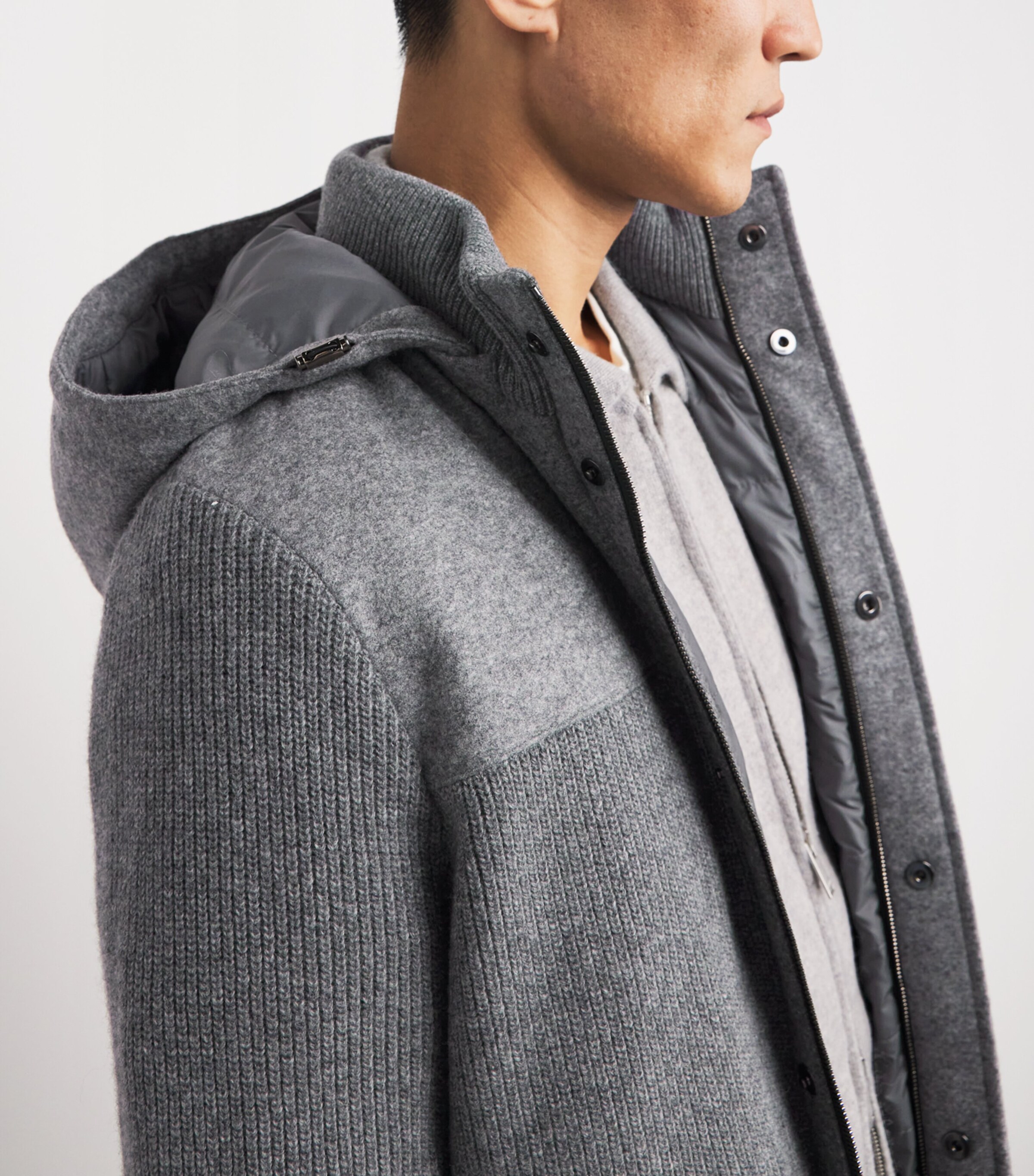 Fioroni Cashmere Mens Virgin Wool-Cashmere Down Jacket Grigio Image 7