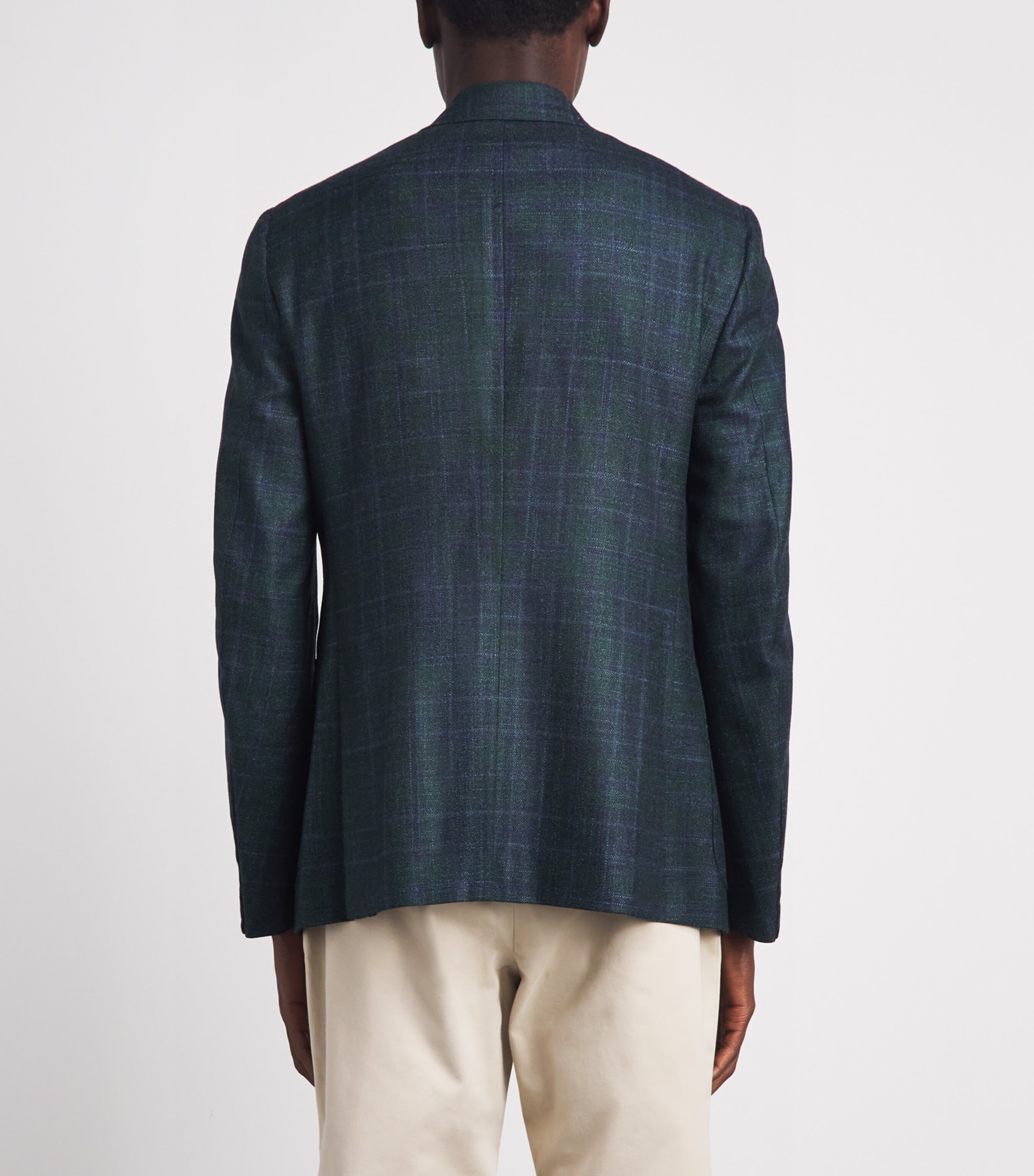 Isaia Mens Wool-Silk-Cashmere Check Capri Blazer Image 5