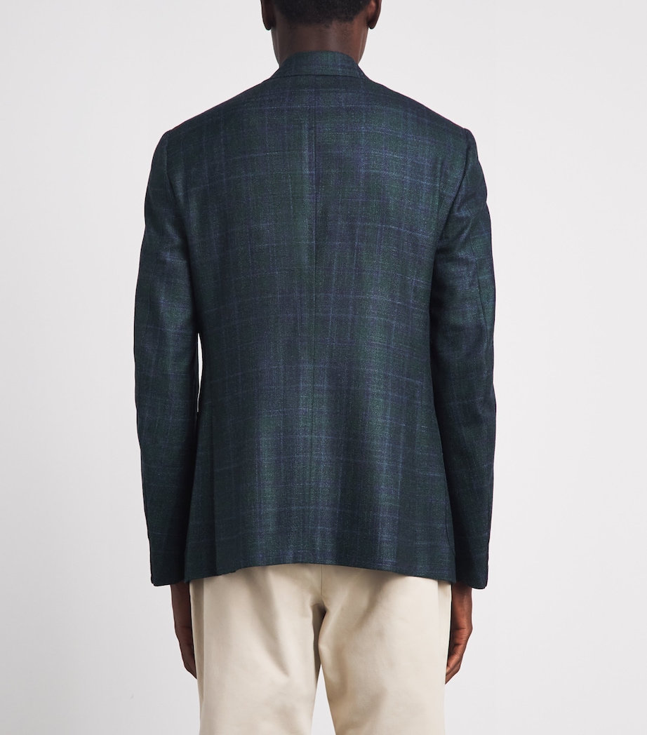 Isaia Mens Wool-Silk-Cashmere Check Capri Blazer Image 5