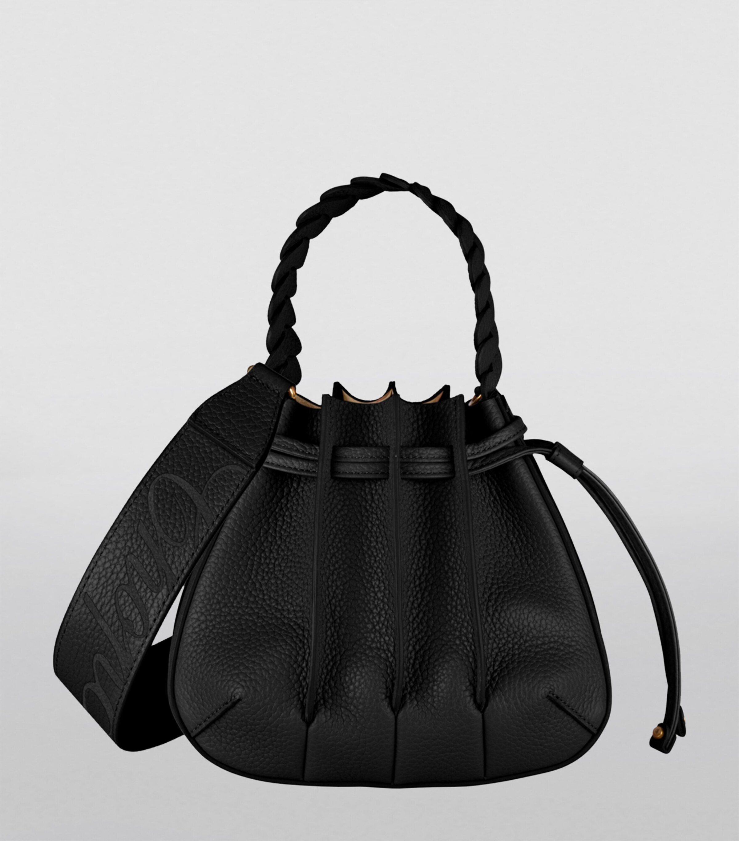 Mini Leather Gem Bucket Bag BLACK GRAINED Image 5