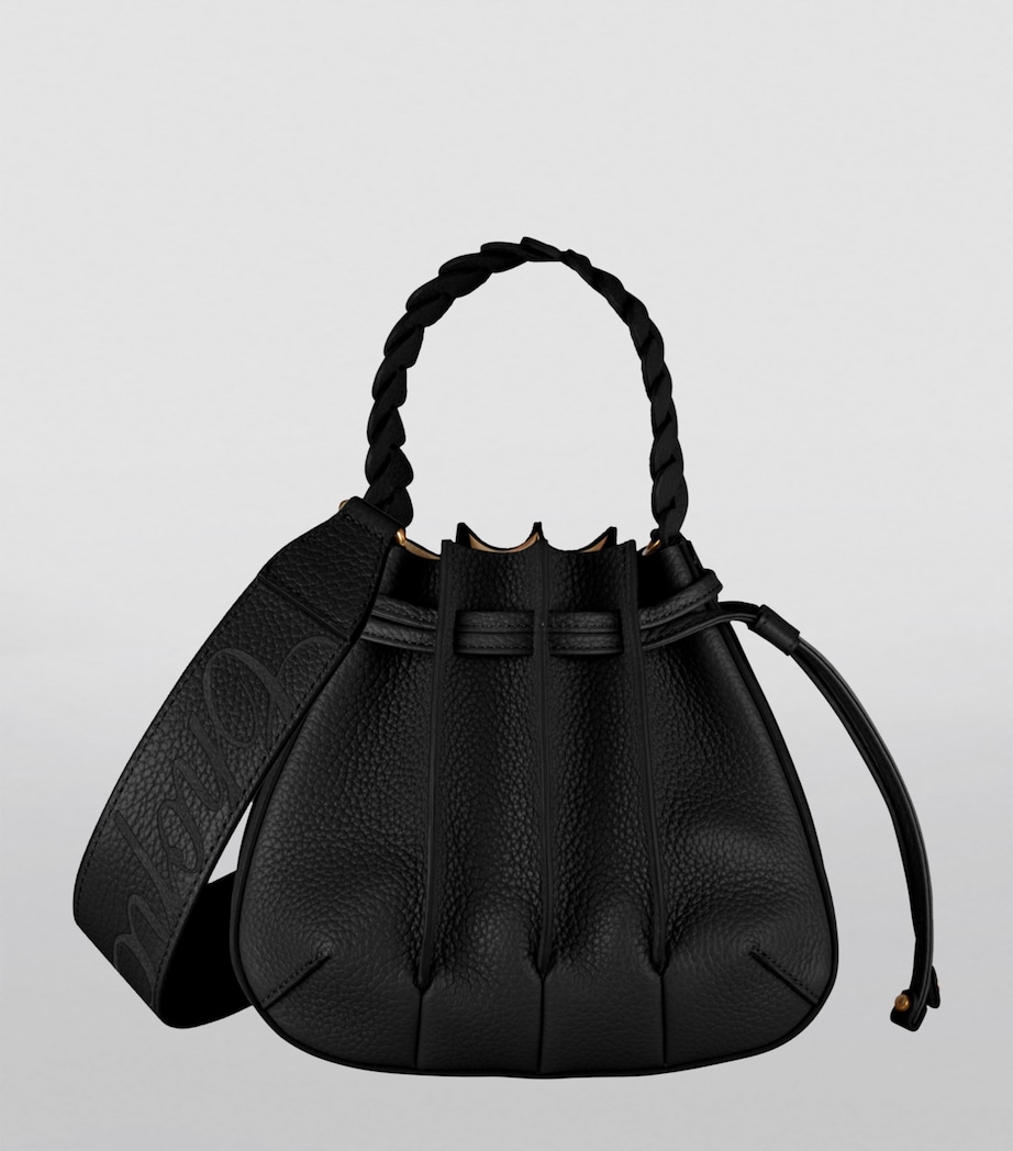 Mini Leather Gem Bucket Bag BLACK GRAINED Image 5