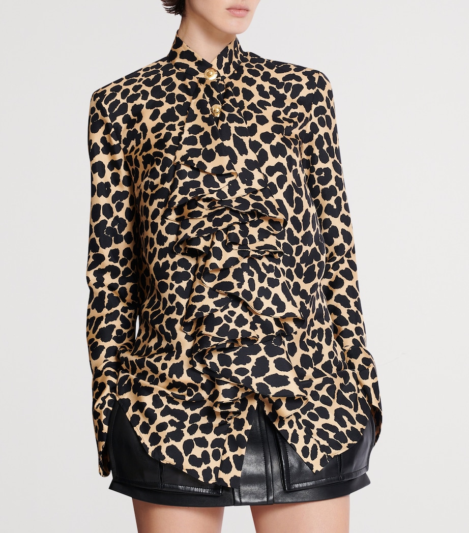 Silk Leopard Ruffled Shirt GBA BEIGE/NOIR Image 5