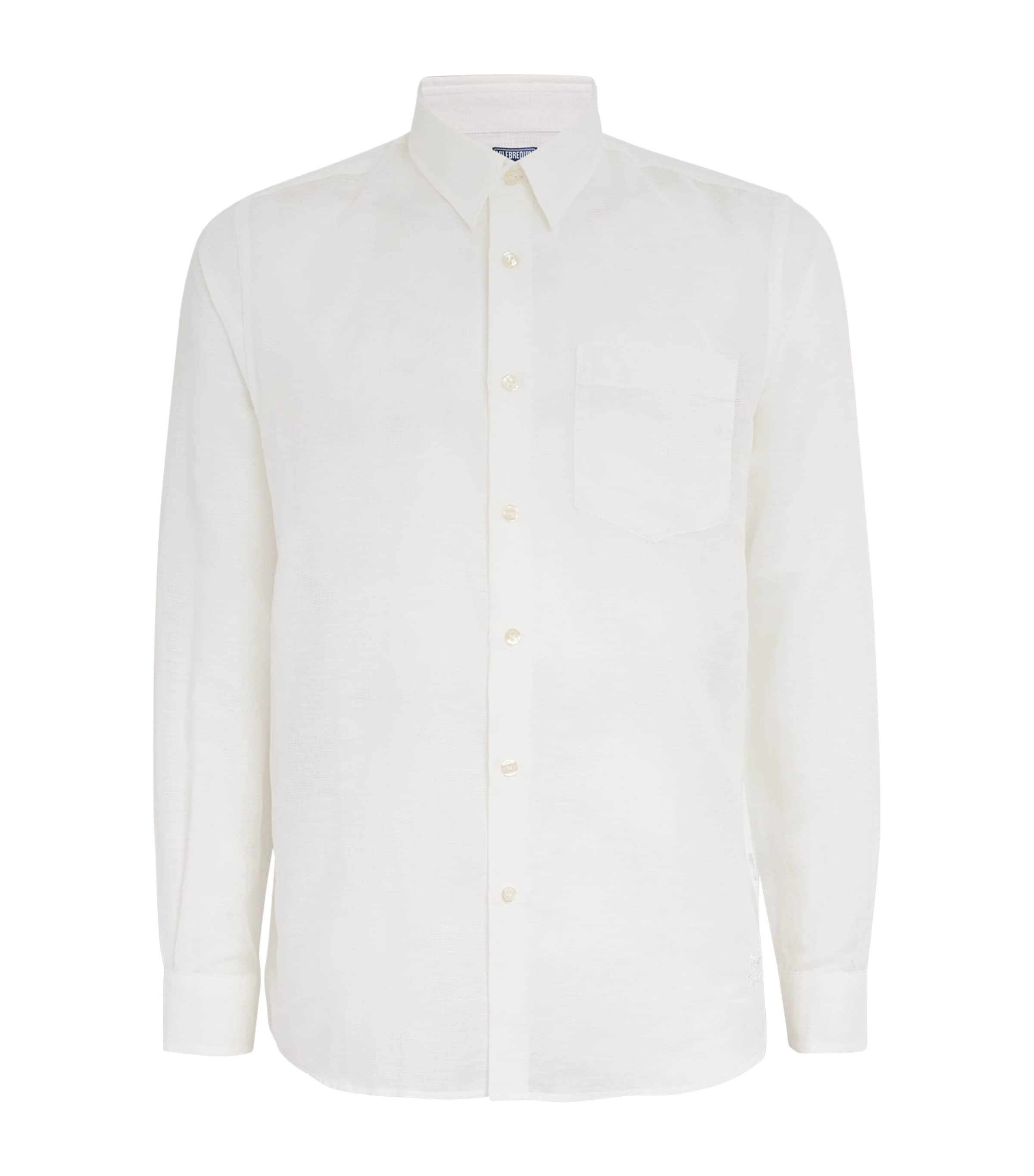 Cotton-Linen Embroidered Caroubis Shirt 010-WHITE Image 1