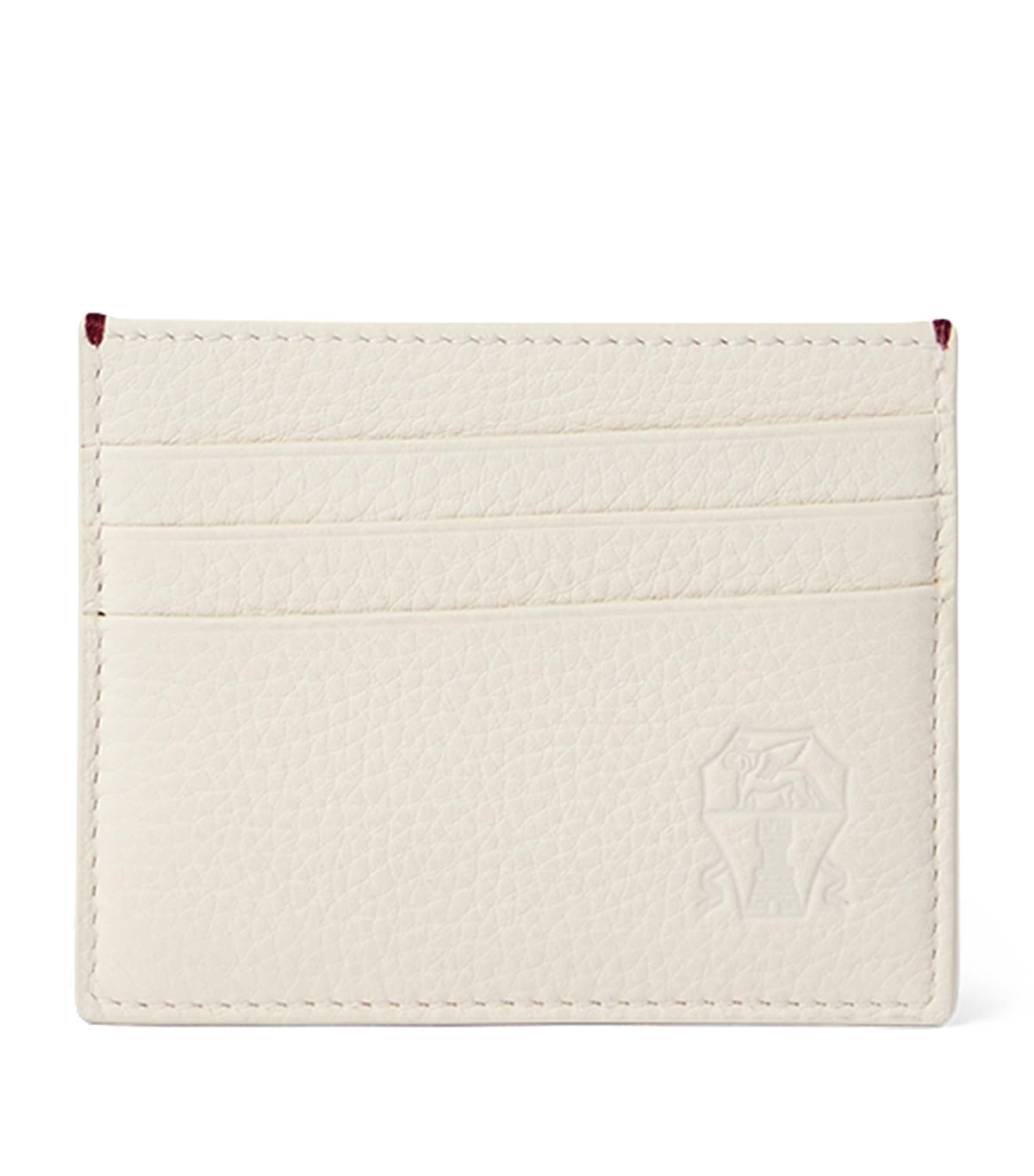 Brunello Cucinelli Grained Leather Card Holder In White