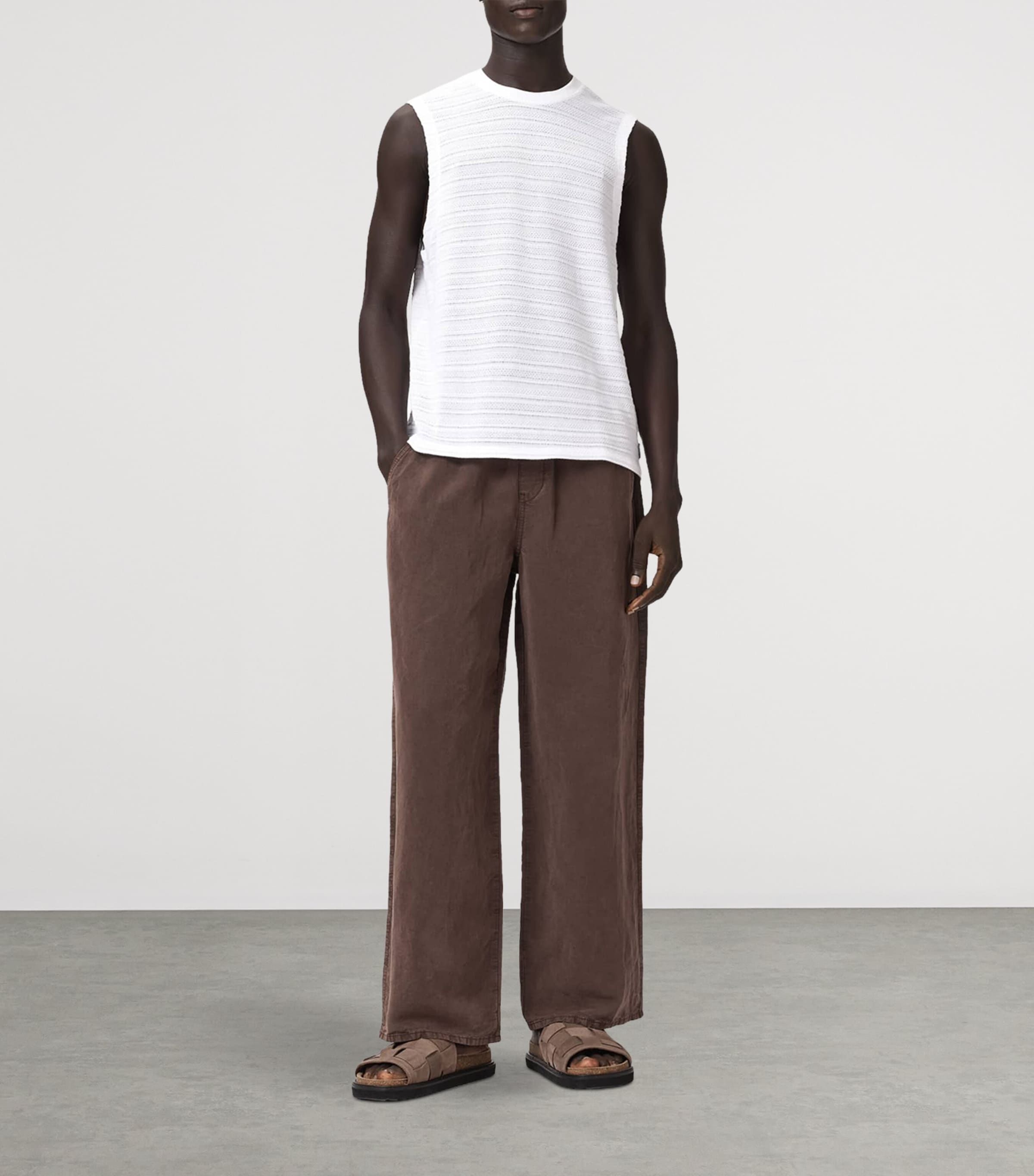 AllSaints Mens Organic Cotton Cove Tank Top Ashen White Image 2