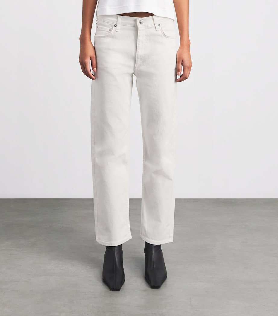 Rag & Bone Womens Harlow Mid-Rise Straight Jeans White Image 4