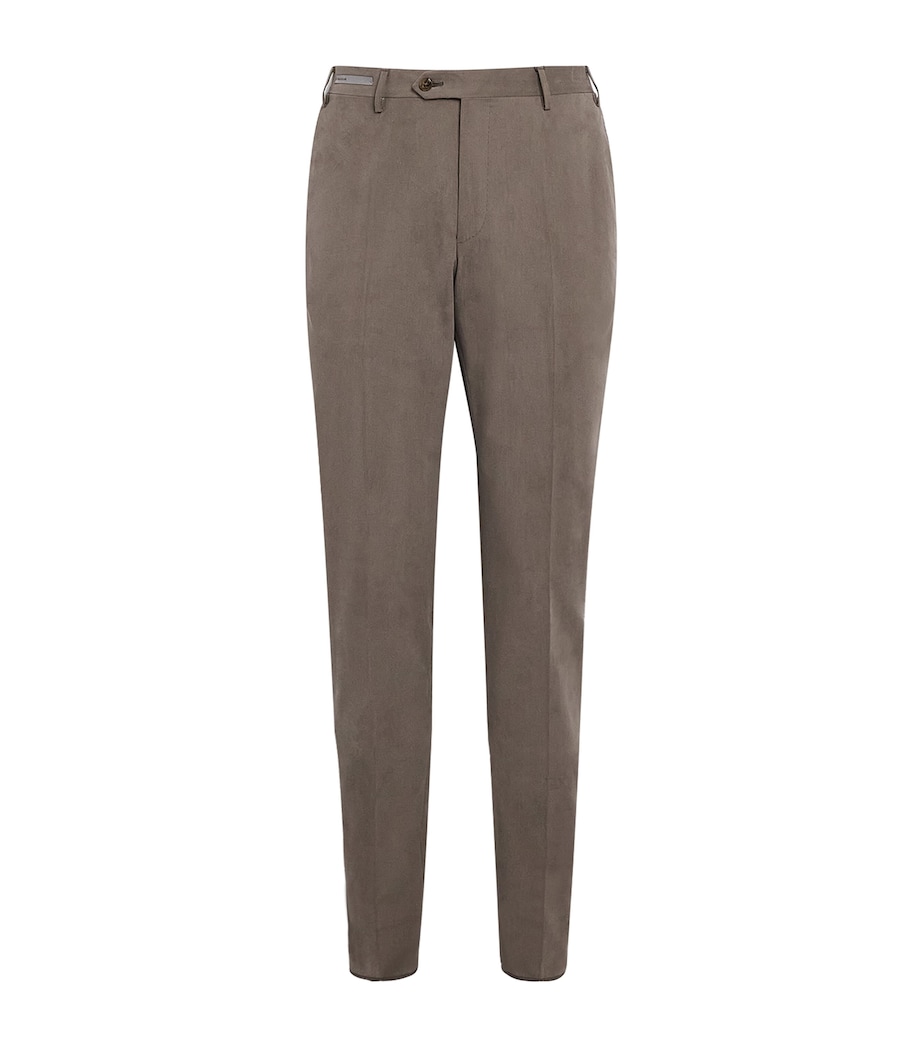 Corneliani Mens Stretch-Cotton-Cashmere Trousers Natural / Beige Image 1