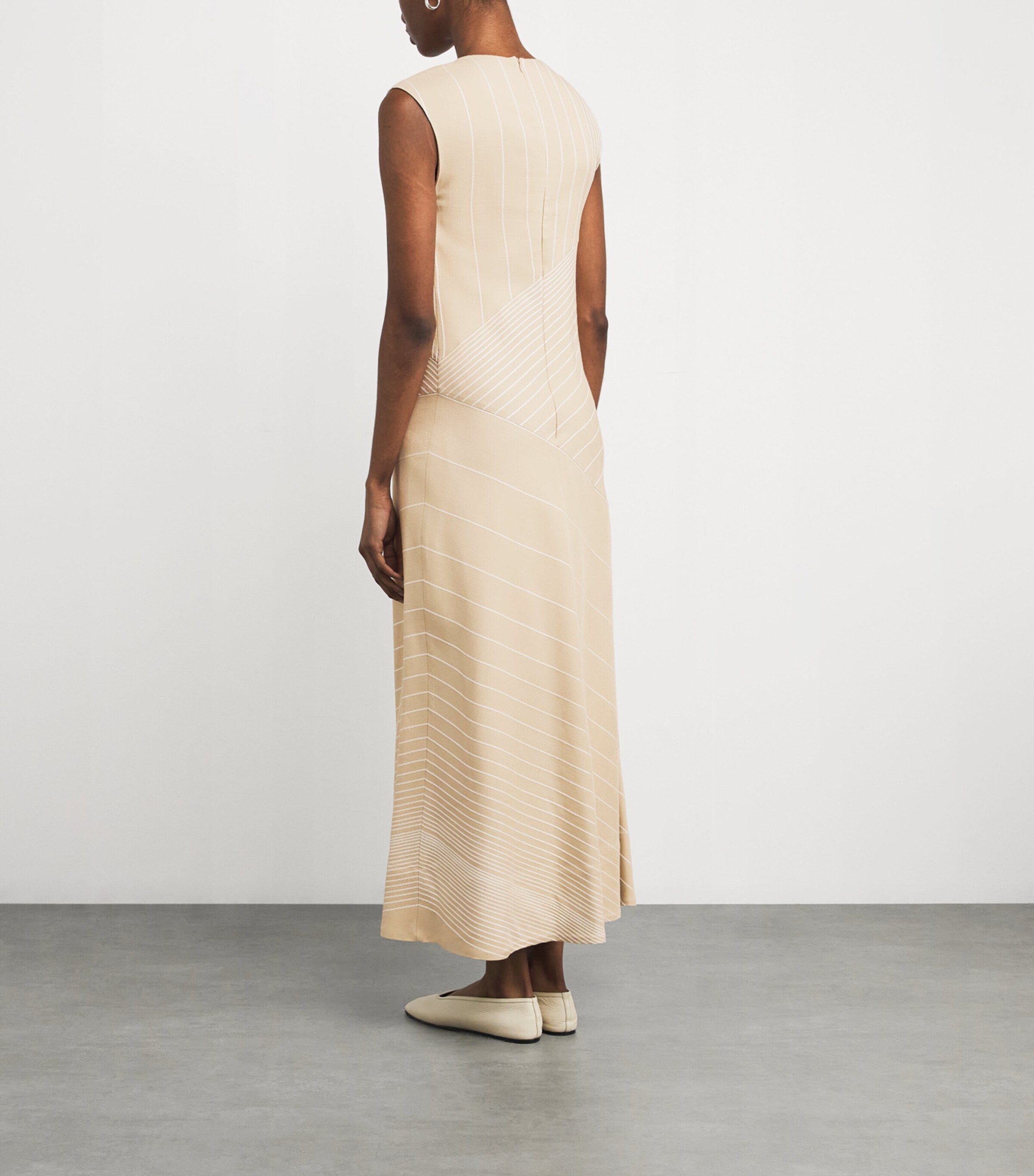 Joseph Womens Embroidered Stripe Maryse Maxi Dress Affogato/ivory Image 3