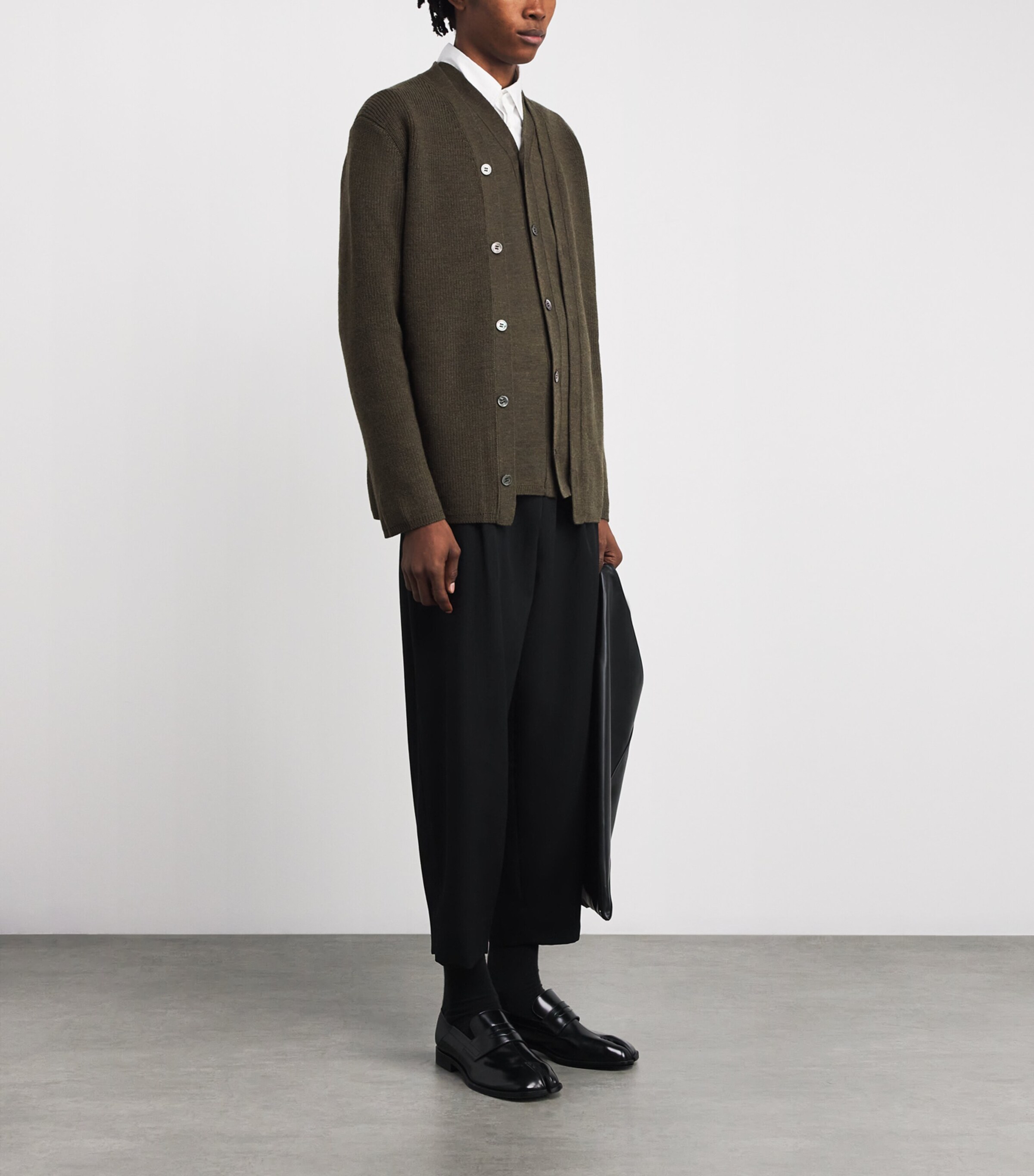 Comme Des Garçons Homme Plus Green Wool Double-Layered Cardigan