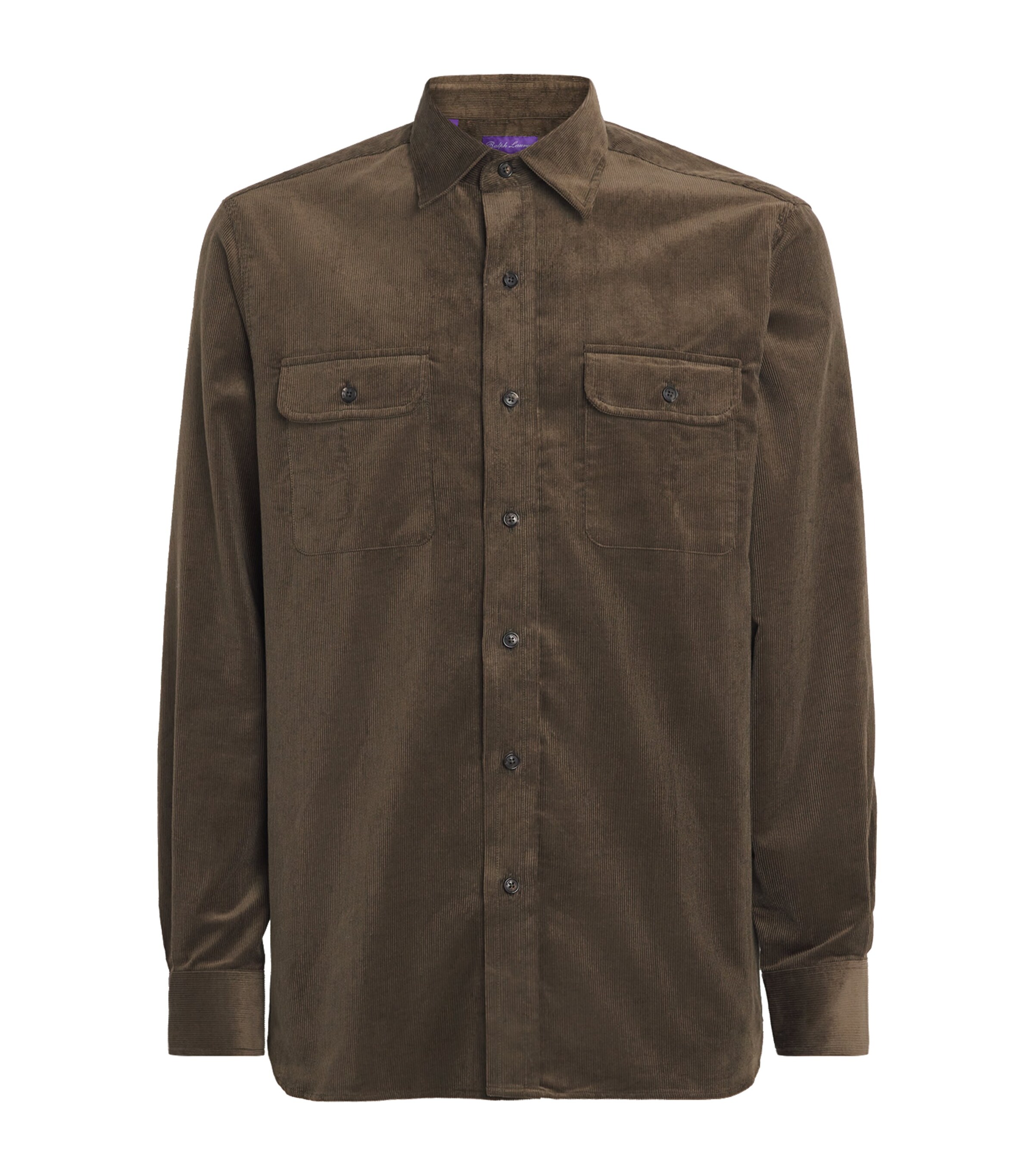 Ralph Lauren Purple Label Mens Sea Island Cotton Fine-Wale Corduroy Shirt Inverness Loden Image 1