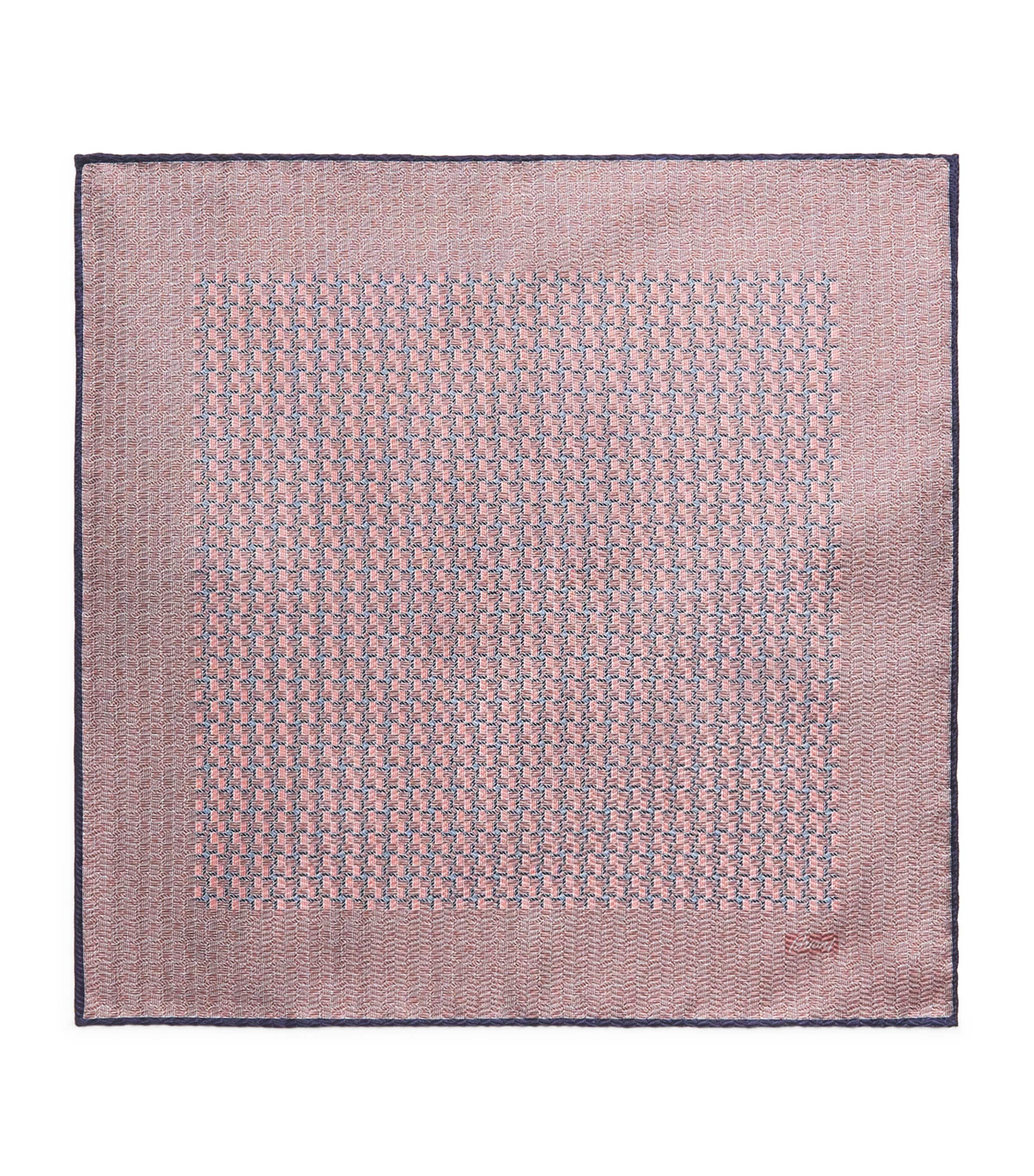 Brioni Silk Pocket Square In Pink