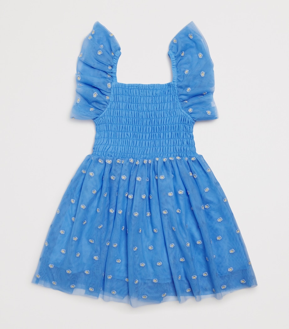 Tulle Embroidered Dress (3-14 Years) 636EMAZZURRO/EMBR Image 2