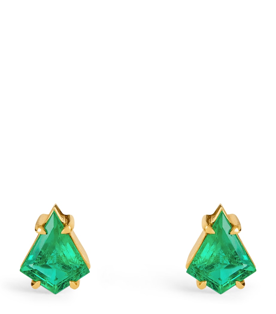 Yellow Gold and Emerald Kite Stud Earrings YELLOW GOLD Image 1