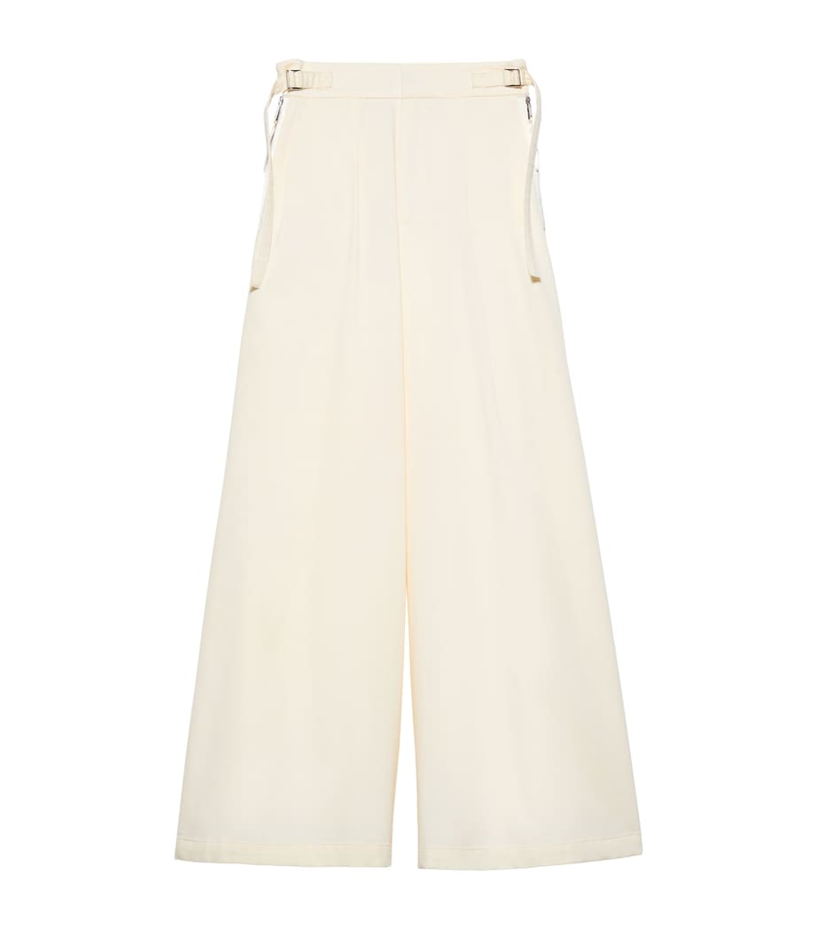 MAX&Co. Womens Cotton Pleated Wide-Leg Trousers Wool White Image 1