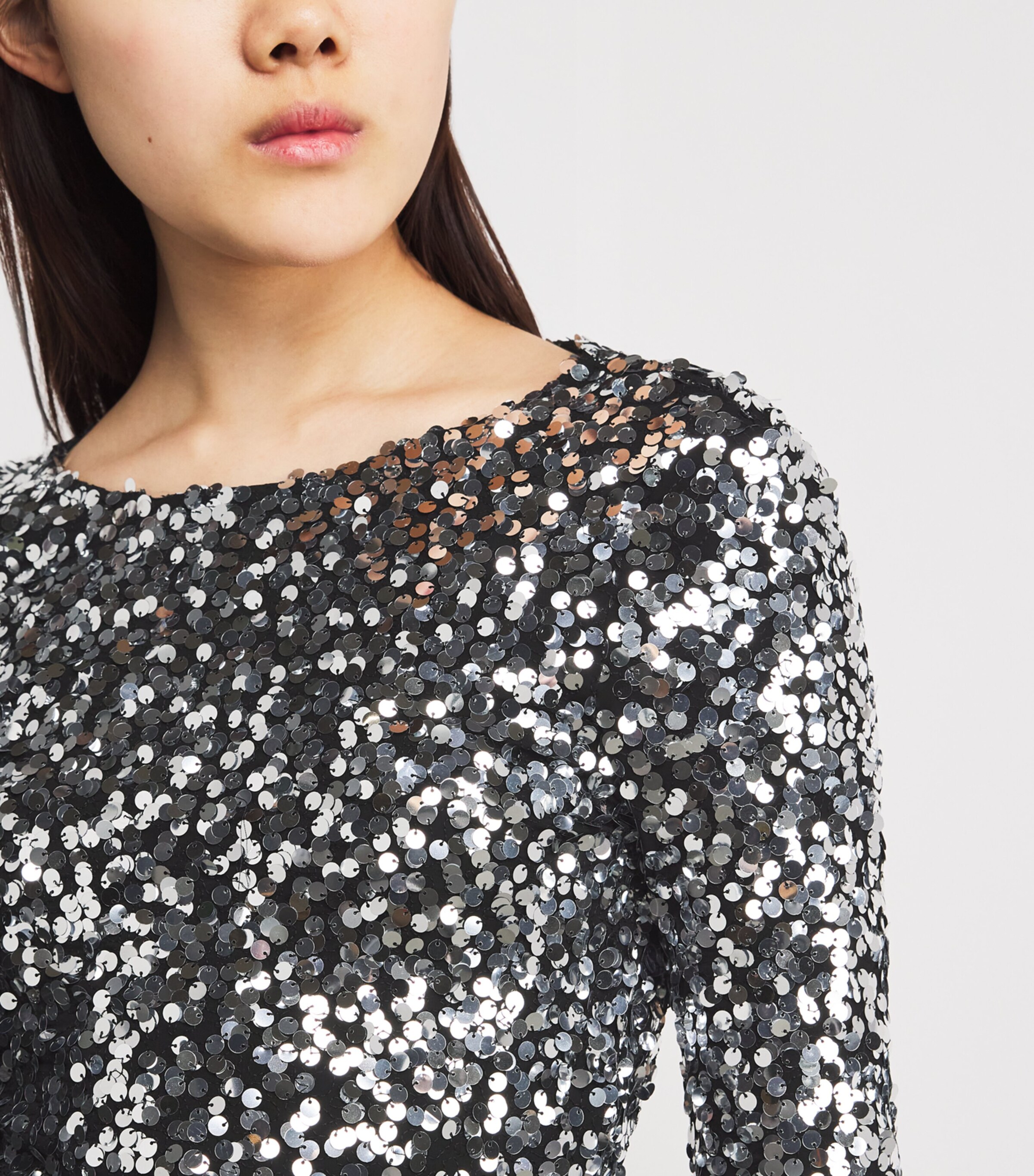 Sequinned Maxi Dress P001 BLACK Image 6