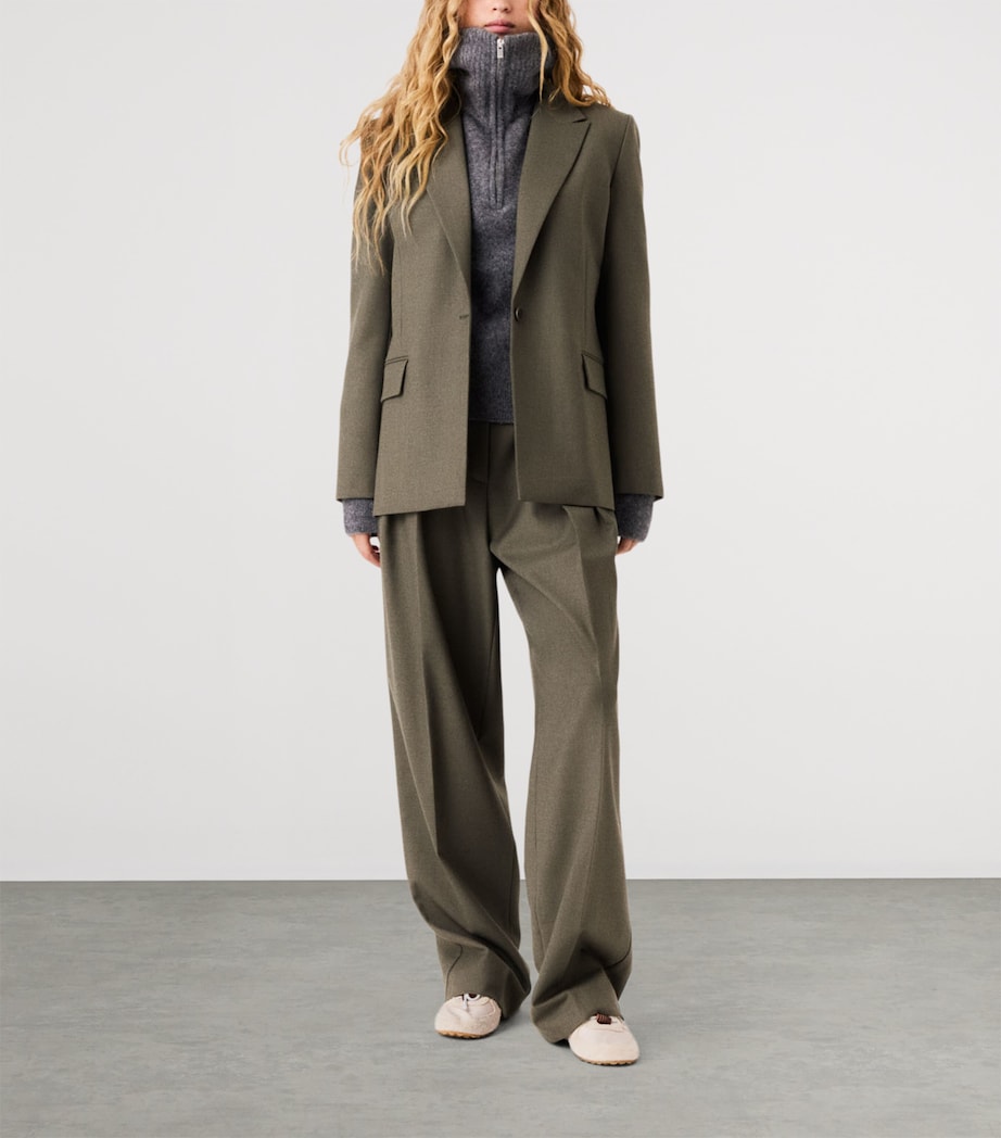 Maje Womens Wool-Blend Blazer Khaki Image 2